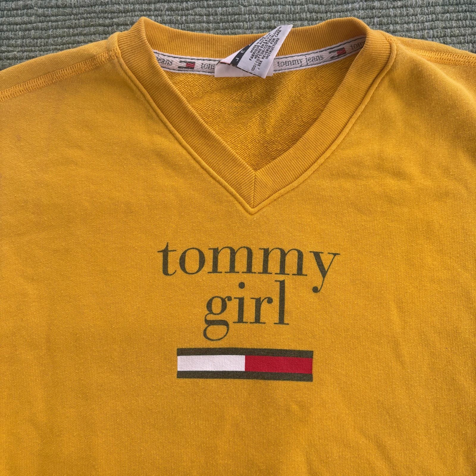 Tommy Hilfiger × Vintage Vintage 90s womens yellow Tommy Girl sweatshirt short sleeve Size M / US 6-8 / IT 42-44 - 2 Thumbnail