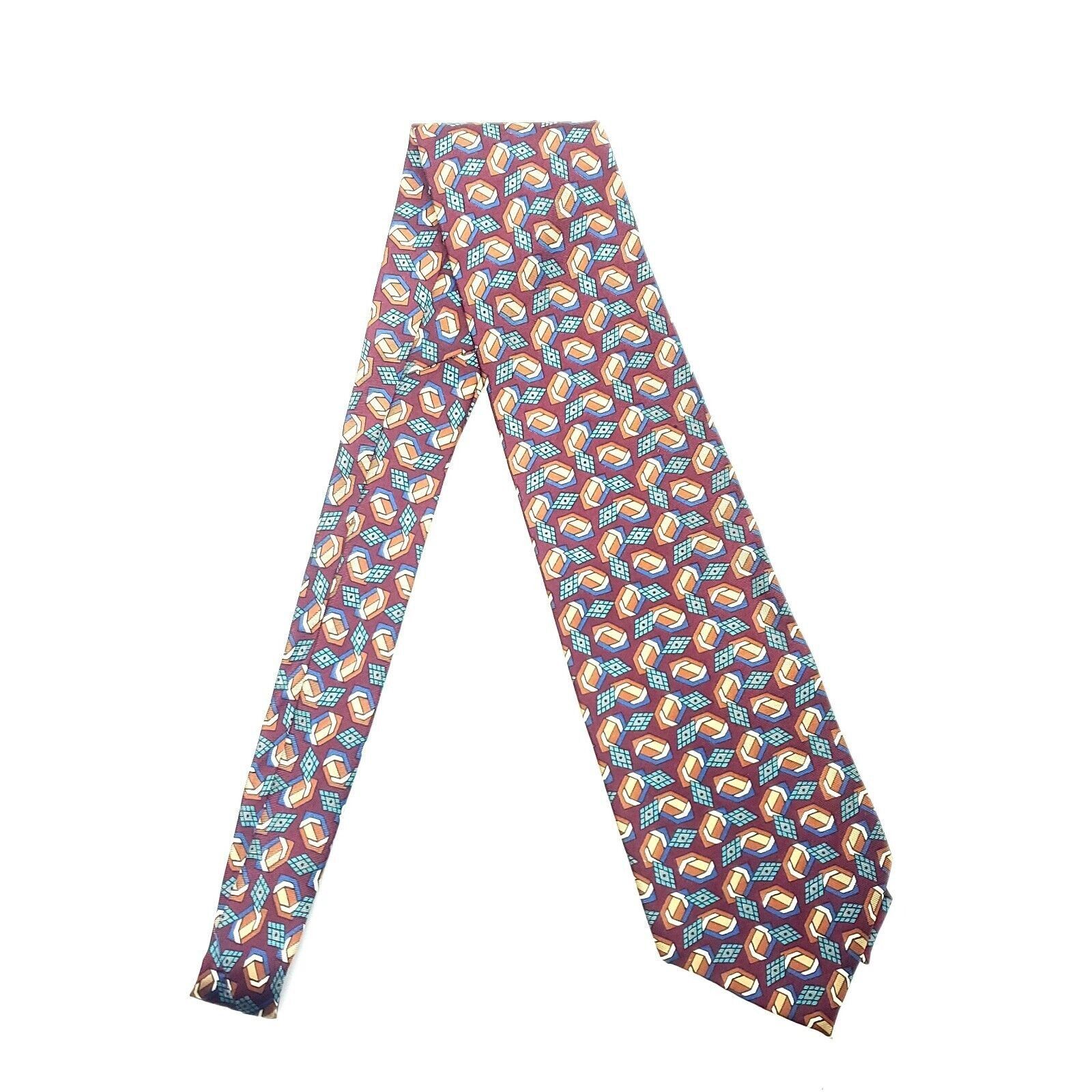 Christian Dior Monsieur Christian Dior Silk Tie Print Red Geometric Italy Size ONE SIZE - 7 Thumbnail