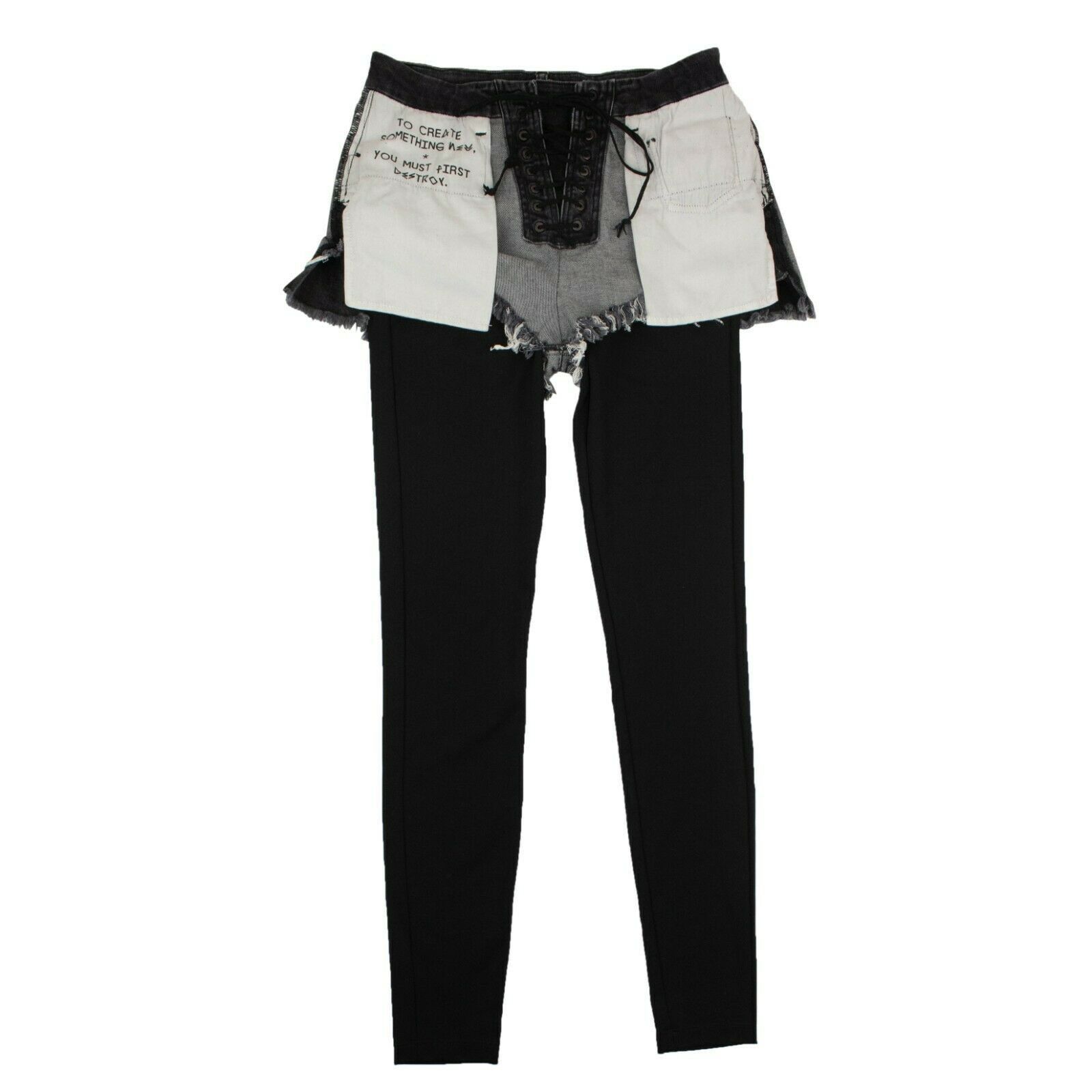image of Unravel Project Denim Deconstructed Slim-Fit Pants Size 26, Women's