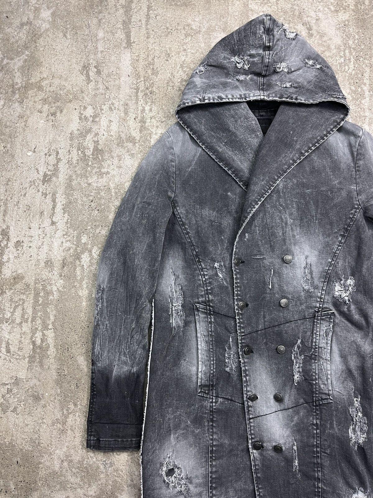 Xagon Man XAGON MAN ARCHIVE DISTRESSED FADED DENIM COAT JACKET - 2276 Size US M / EU 48-50 / 2 - 9 Thumbnail