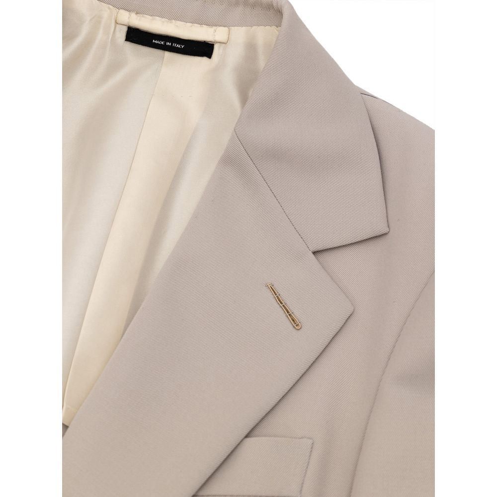 Tom Ford Tom Ford Beige Wool Blazer Size 46R - 3 Thumbnail