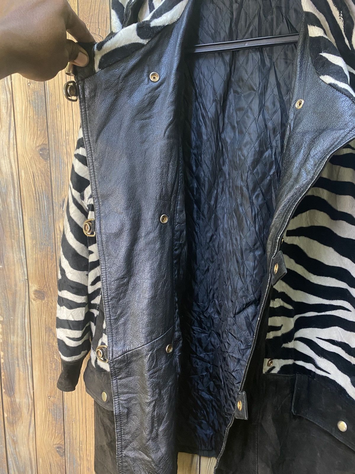 Genuine Leather Zebra stripe half leather jacket Size US L / EU 52-54 / 3 - 7 Thumbnail