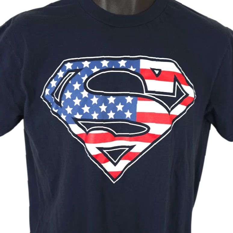 DC Comics Superman T Shirt Mens Medium Blue DC Comics American Flag Clark Kent Size US M / EU 48-50 / 2 - 2 Thumbnail