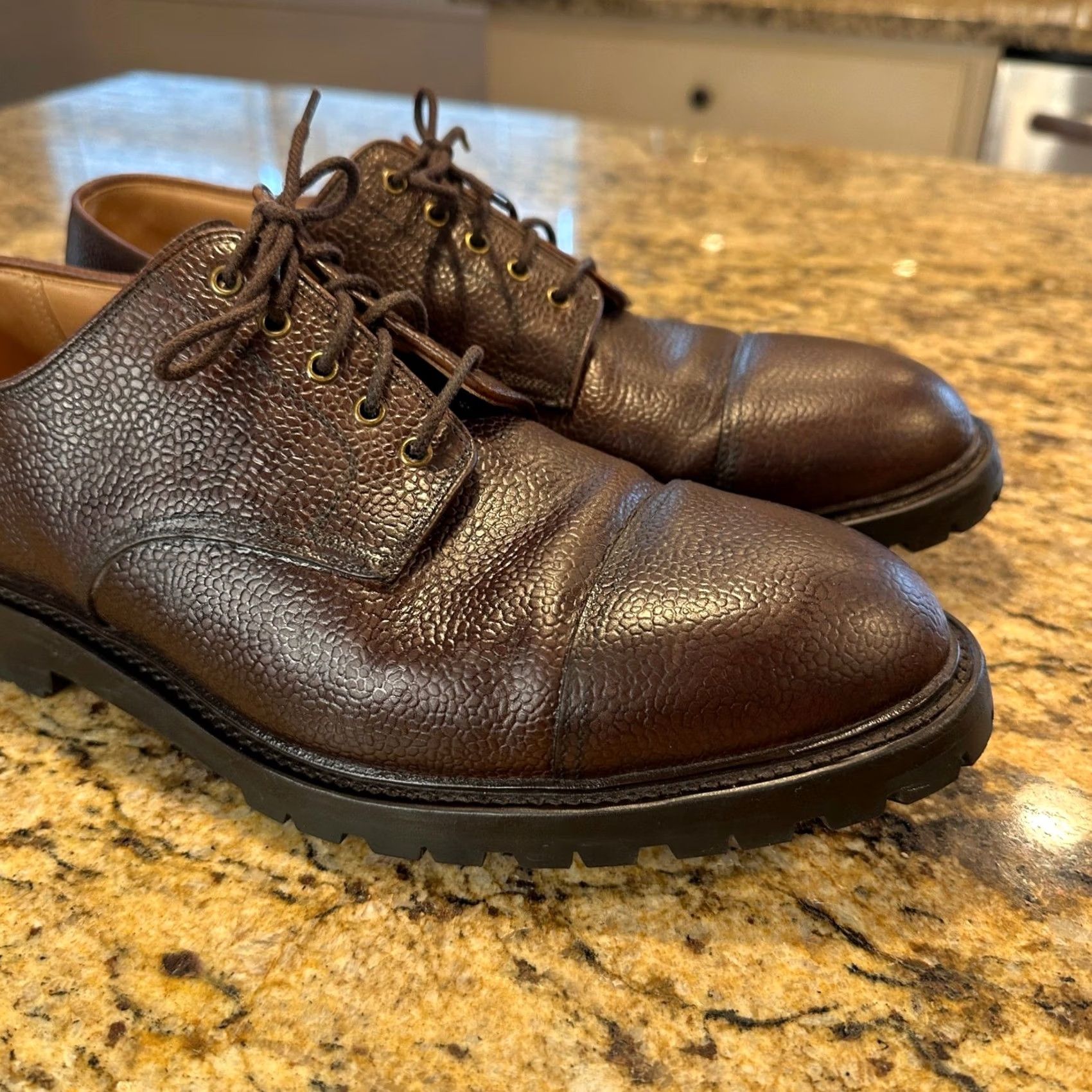 Crockett Jones Mens 10 E Brown Sandhurst Derby Shoes Vibram Roughout Suede Euc, Men's — image 2 of 6