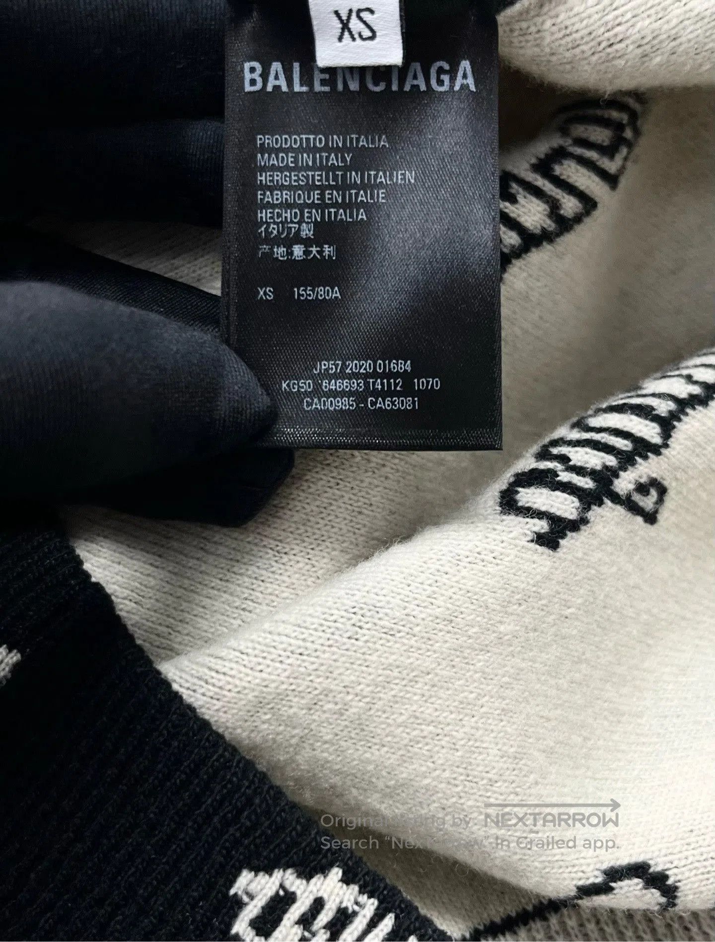 Balenciaga Balenciaga Black Cursive Letter Knit Sweater. Size XS / US 0-2 / IT 36-38 - 4 Thumbnail