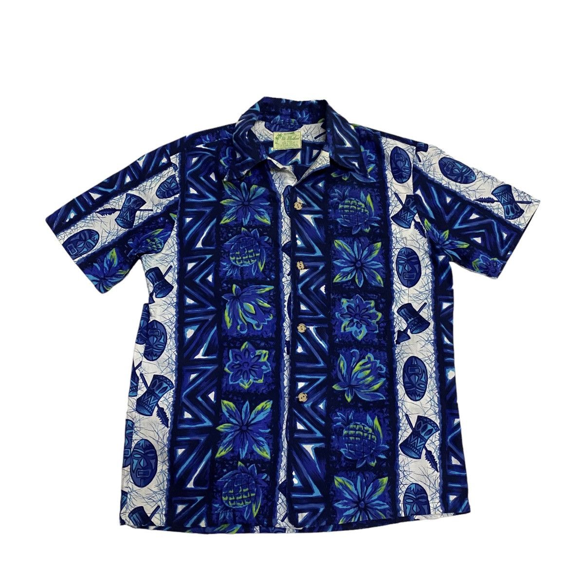 image of Hawaiian Shirt x Made In Hawaii Vintage 60S Hawaiian Ui-Maikai Shirt in Blue, Men's (Size Medium)