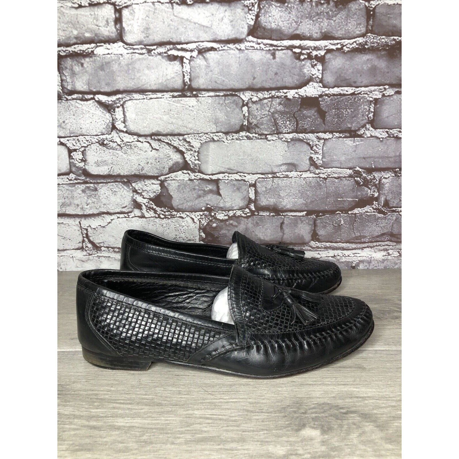 Other Santorini Black Leather BasketWeaves Woven Tassel Loafers Me Size US 9.5 / EU 42-43 - 4 Thumbnail