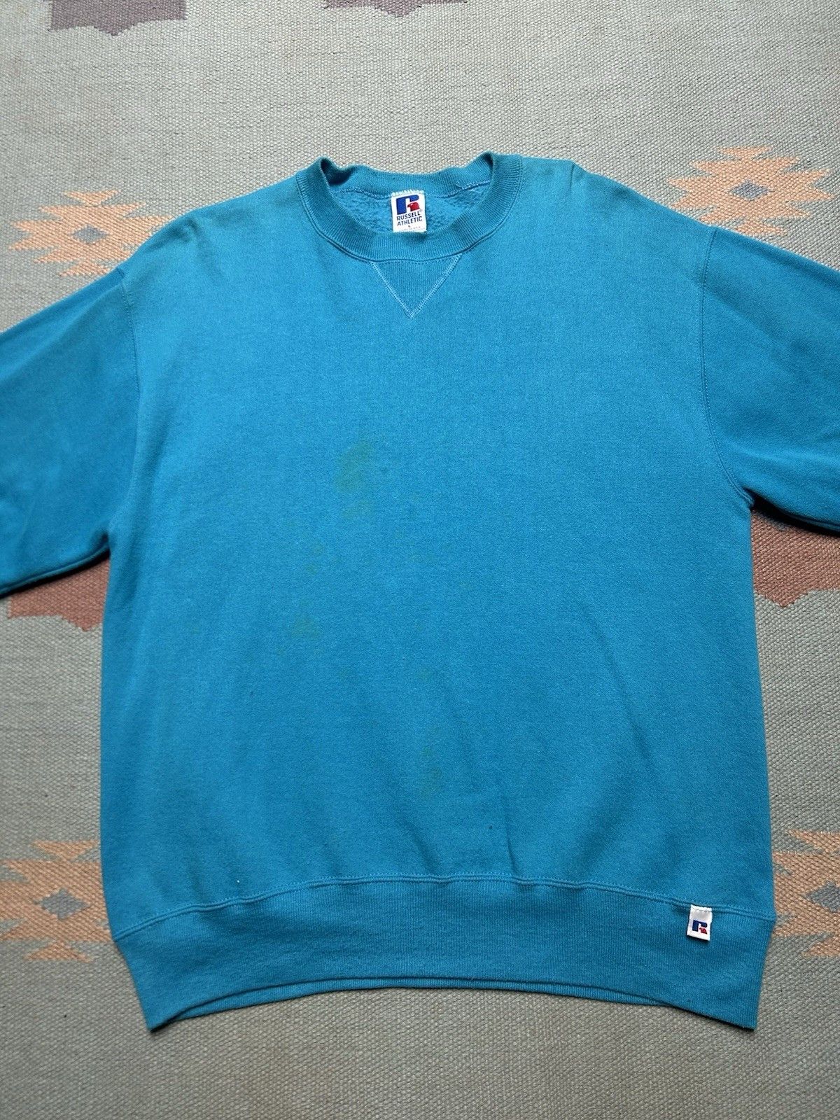 Vintage Vintage 90s sweatshirt russell athletic blank teal USA large Size US L / EU 52-54 / 3 - 2 Thumbnail