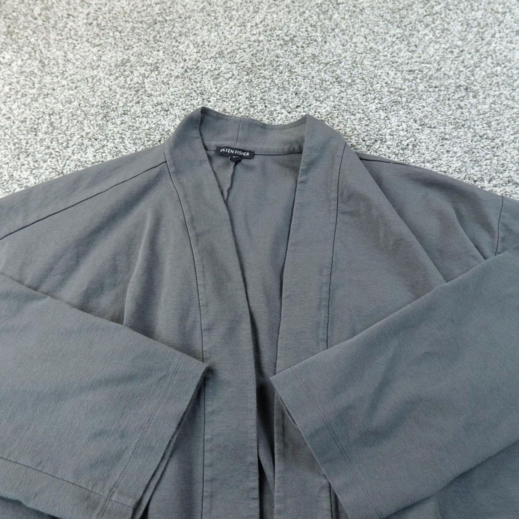 Eileen Fisher Eileen Fisher Cardigan Womens XL Gray Organic Cotton Kimono Open Front Top Size XL / US 12-14 / IT 48-50 - 3 Thumbnail