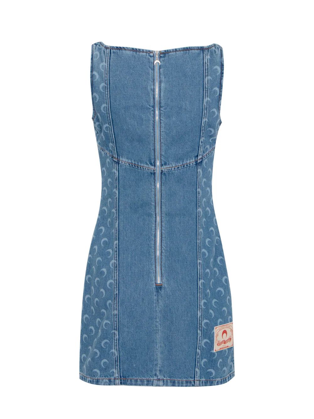 Marine Serre o1s22i1n0225 Denim Moon Mini Dress in Light Blue Size XS / US 0-2 / IT 36-38 - 2 Thumbnail