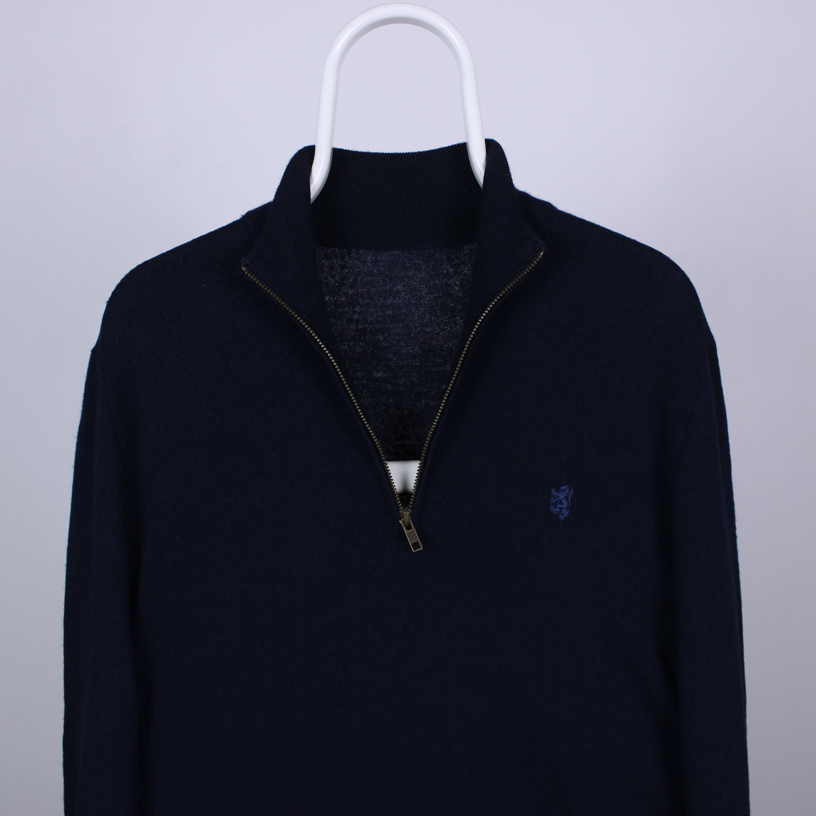 Pringle Of Scotland Pringle Of Scotland sweater zip navy blue merino wool M L Size US L / EU 52-54 / 3 - 3 Thumbnail