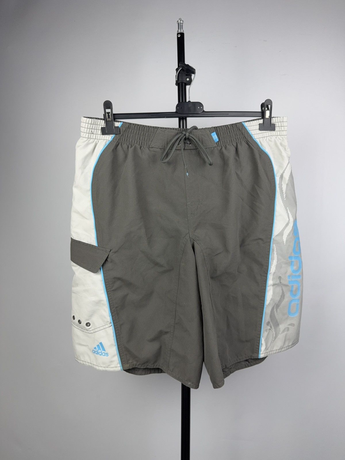 Adidas 00s Retro Adidas Y2K Surf Board Shorts Grey Blue Logo Size US 36 / EU 52 - 1 Thumbnail