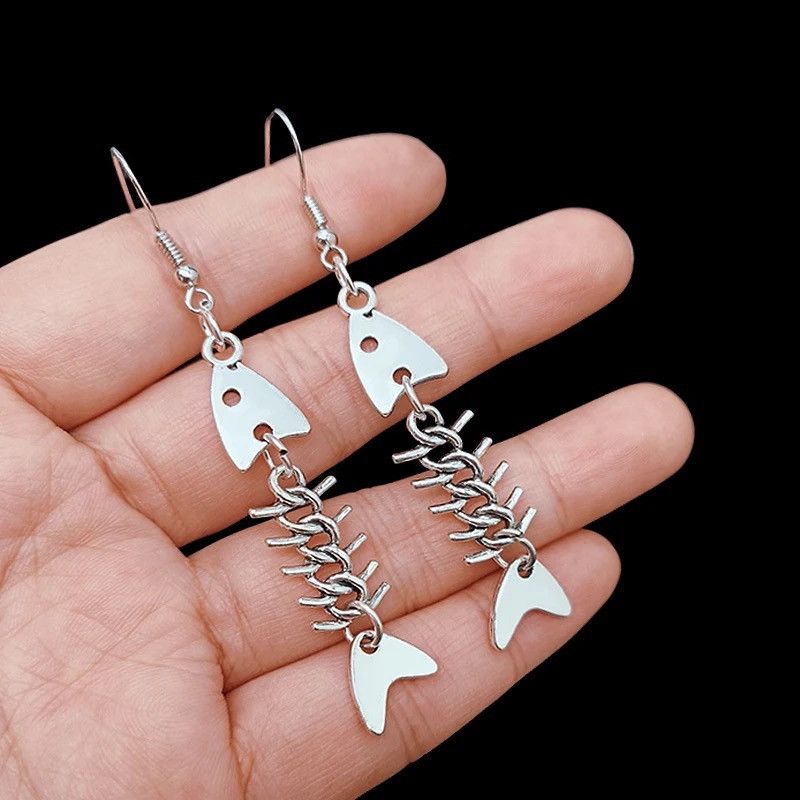 Jewelry × Vintage Retro Fish Bone Pendant Earring Size ONE SIZE - 2 Thumbnail