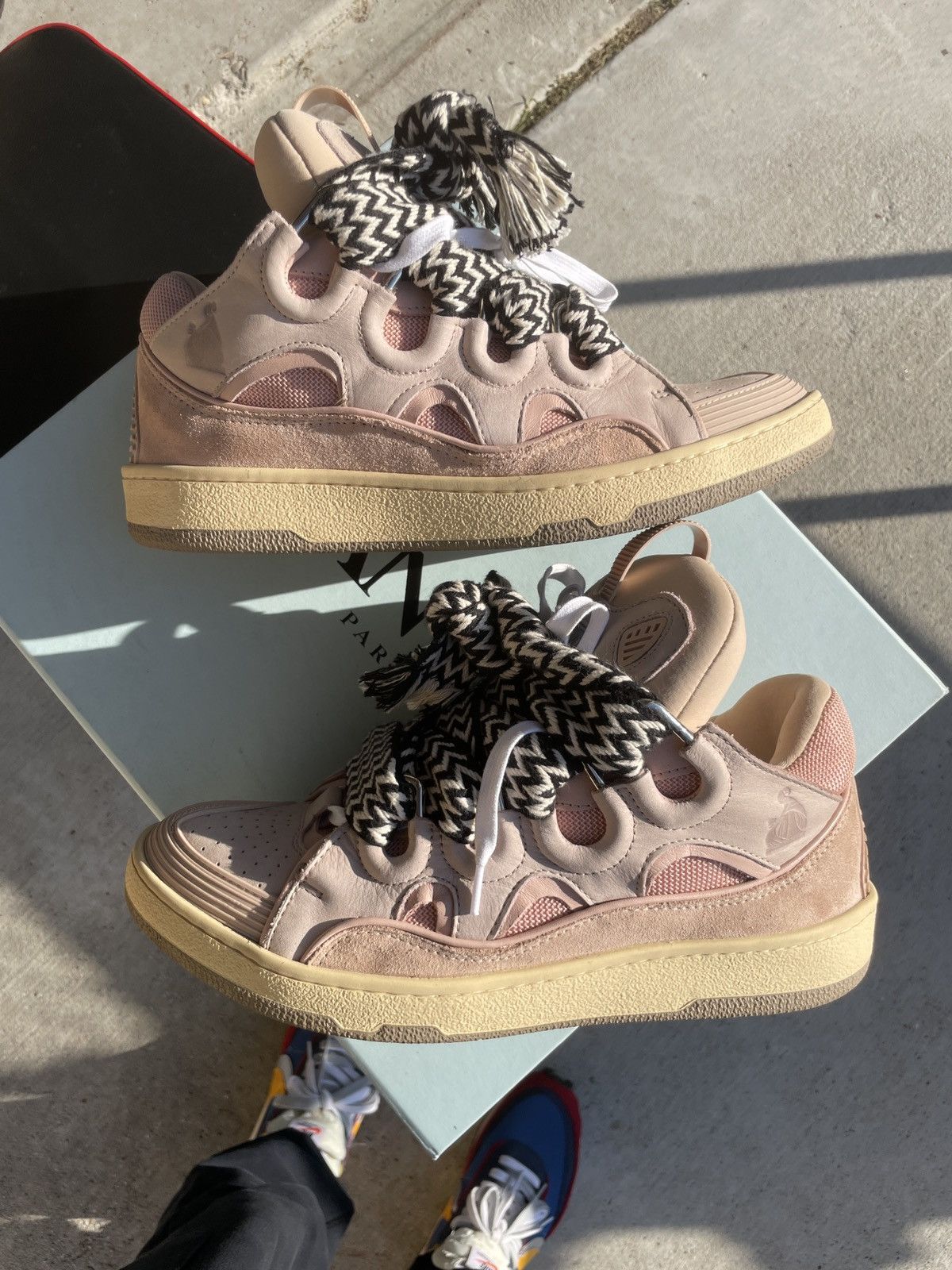 image of Lanvin Curb Sneakers in Pink, Men's (Size 9)