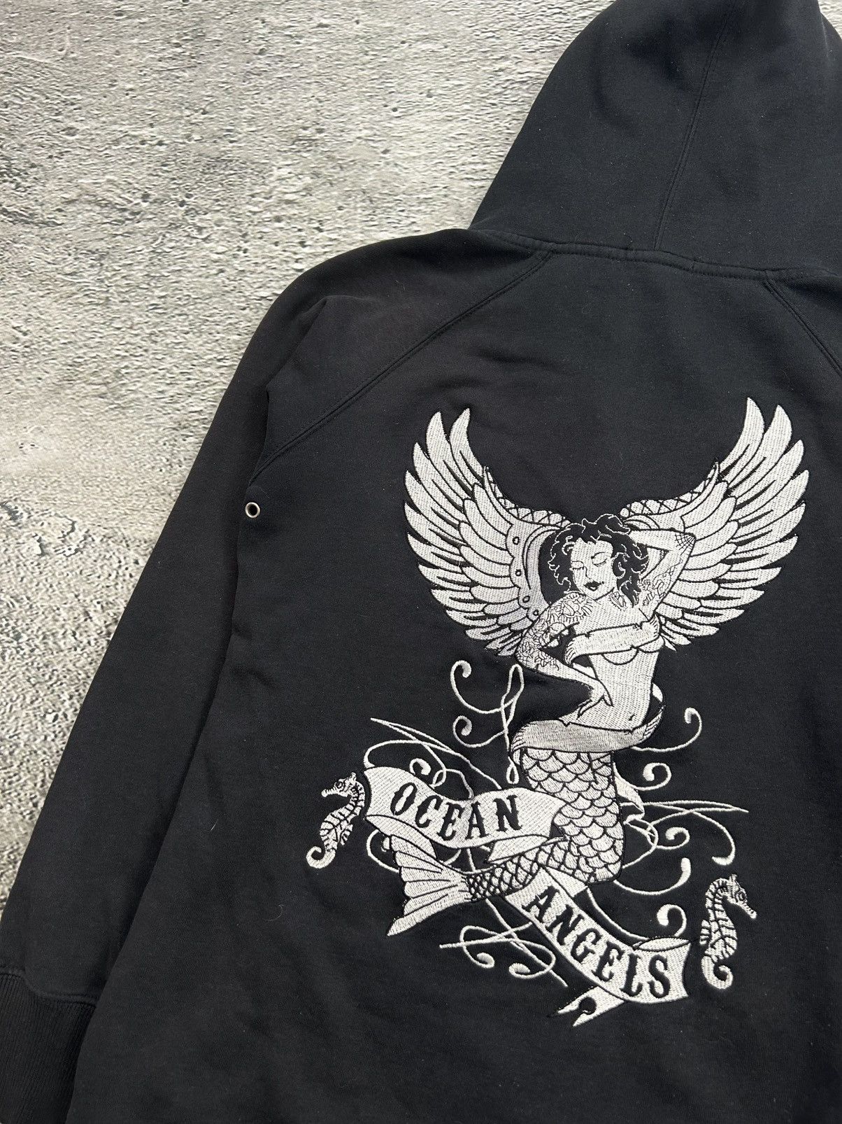 Vintage Y2K zip hoodie black Ocean Angles Ed Hardy style Size US S / EU 44-46 / 1 - 7 Thumbnail