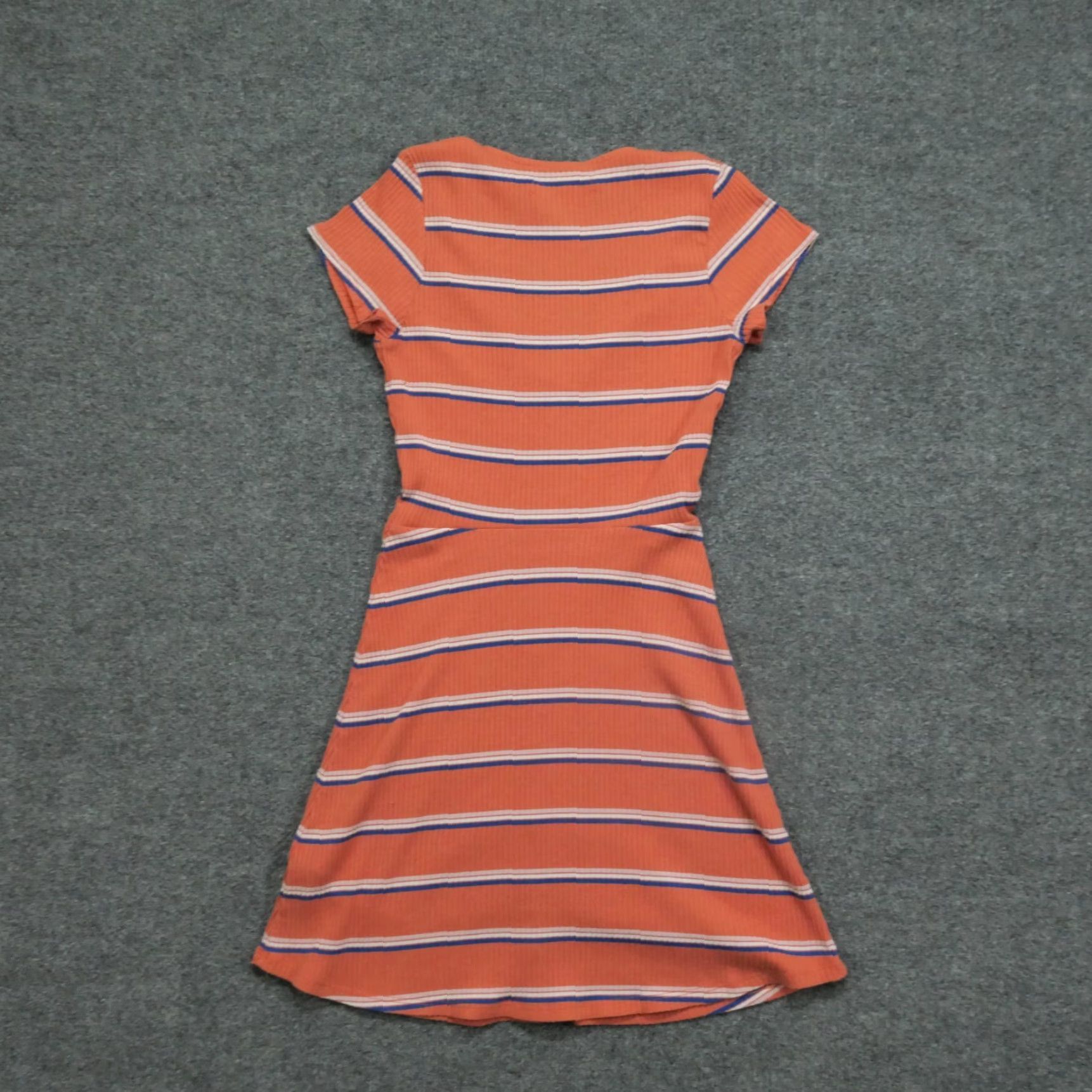 Abercrombie & Fitch Abercrombie & Fitch Dress Womens Petite Small Orange Striped Knit Short Sleeve Button Collared Size S / US 4 / IT 40 - 8 Thumbnail
