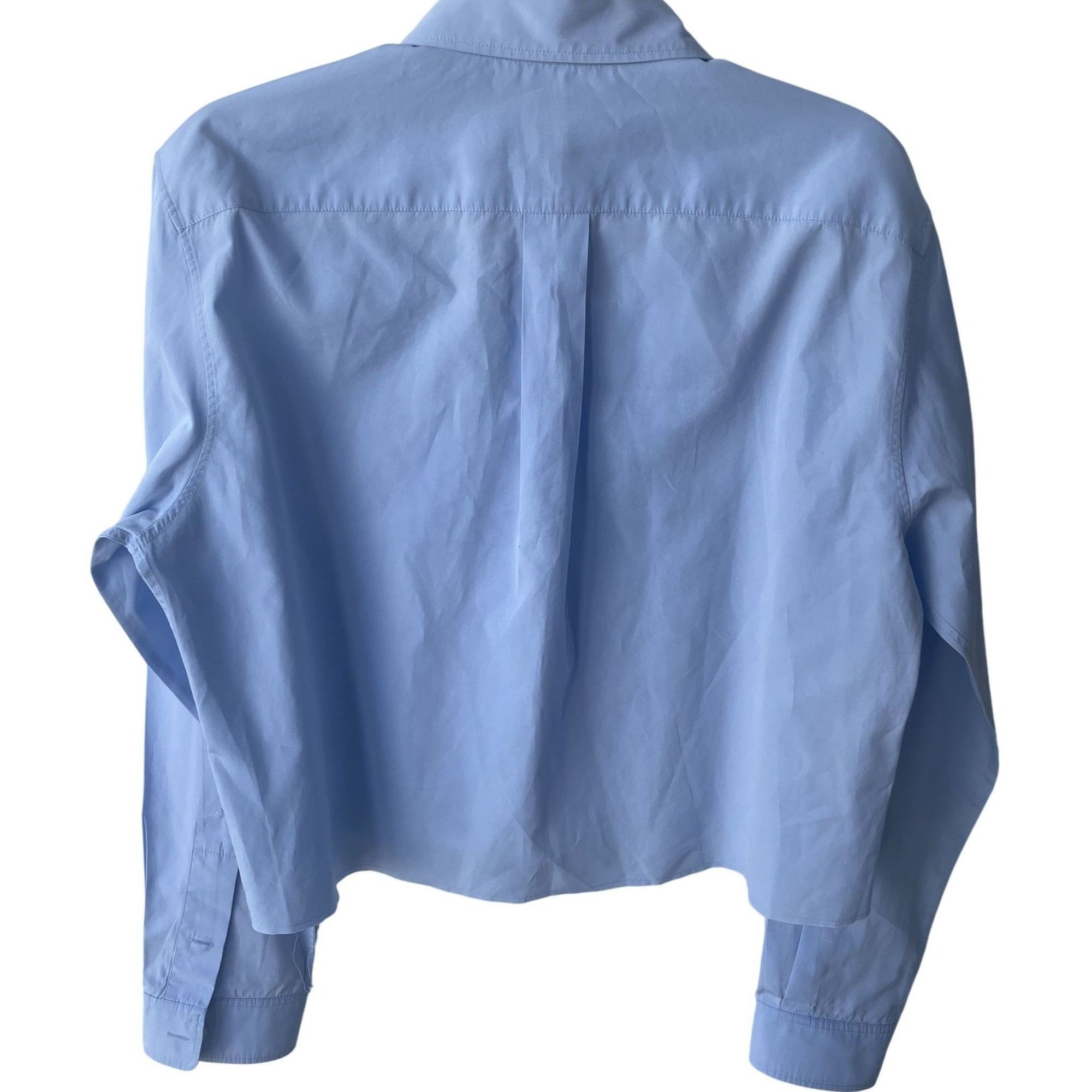 Miu Miu Miu Miu Light Blue Cotton Womens Cropped Button-Up Shirt Wit Size M / US 6-8 / IT 42-44 - 2 Thumbnail