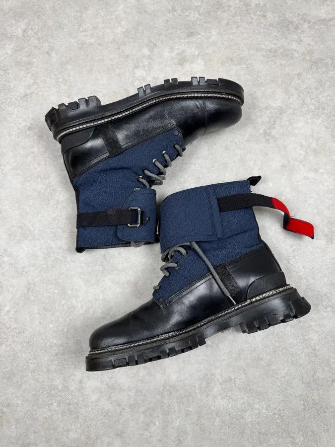 Prada 2000s Prada Black Leather Navy Boots Size US 7.5 / EU 40-41 - 2 Thumbnail
