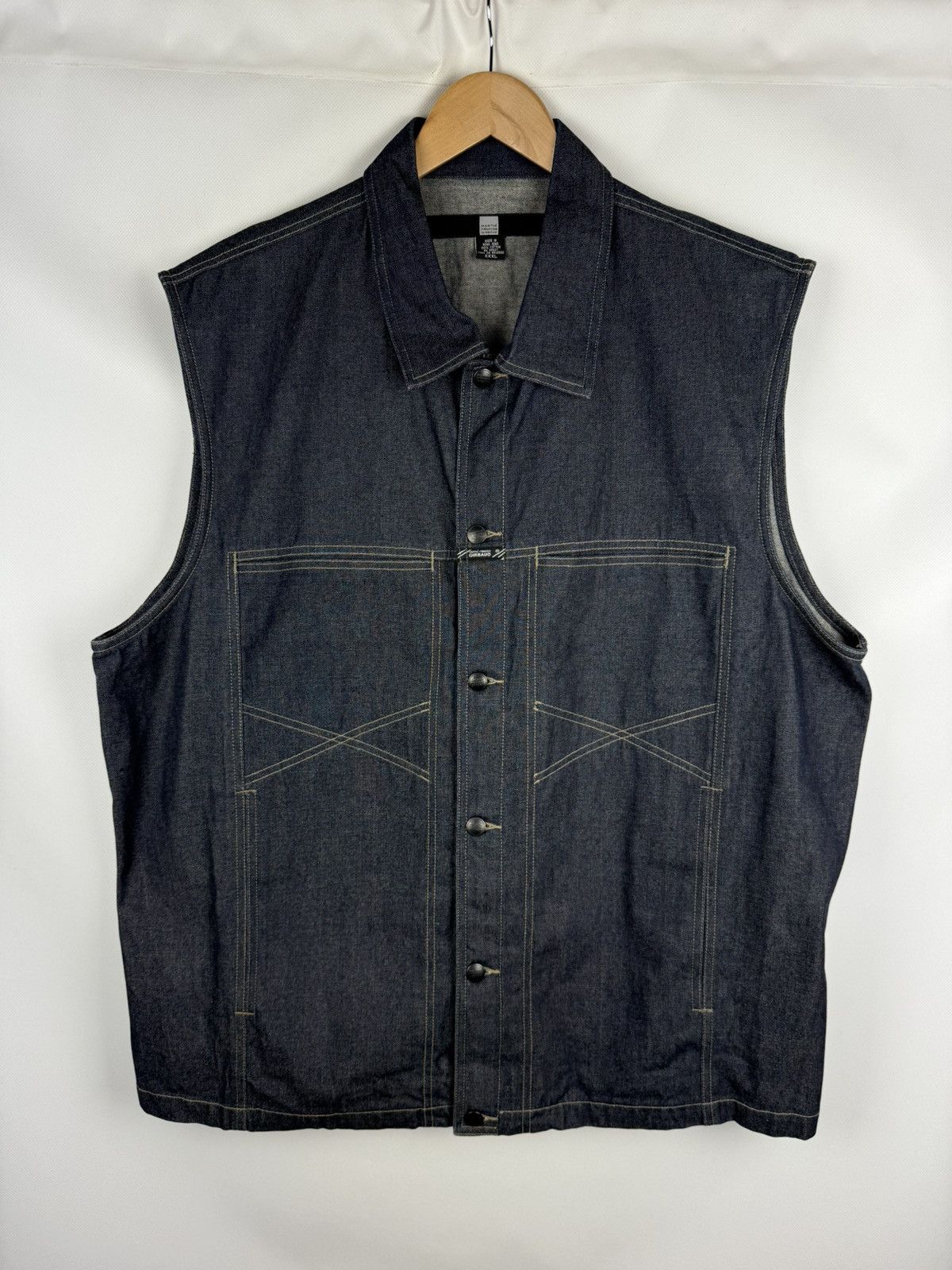 Marithe + Francois Girbaud × Vintage Marithe Francois Girbaud VTG Denim Trucker Vest Jacket Size US XXL / EU 58 / 5 - 1 Thumbnail