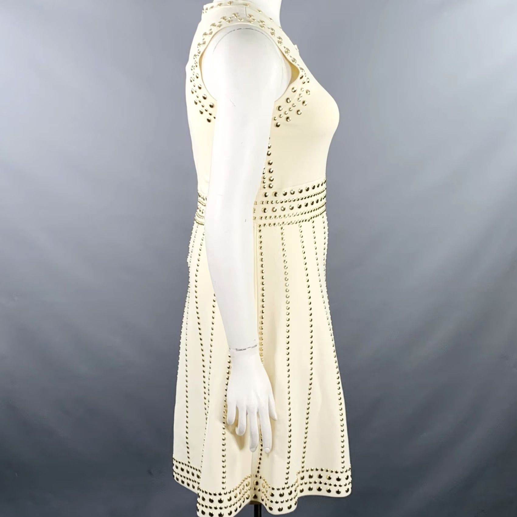 Vintage MICHAEL by MICHAEL KORS Dress Size L Cream Viscose Blend Studded Sleeveless Women Size L / US 10 / IT 46 - 3 Thumbnail