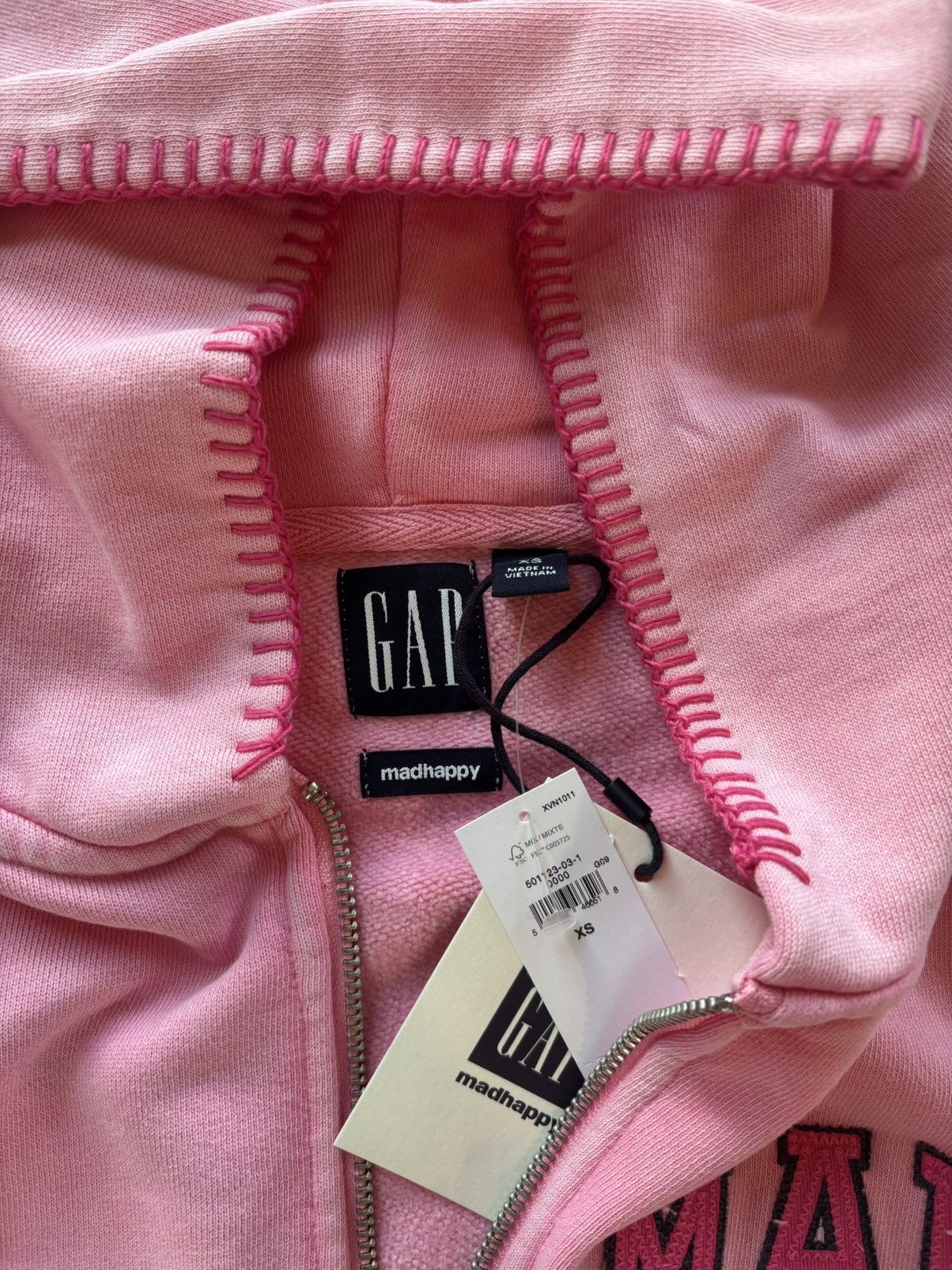 Gap × Madhappy Gap x MadHappy Pink Full Zip Cropped Mad Logo Hoodie Size XS / US 0-2 / IT 36-38 - 5 Thumbnail