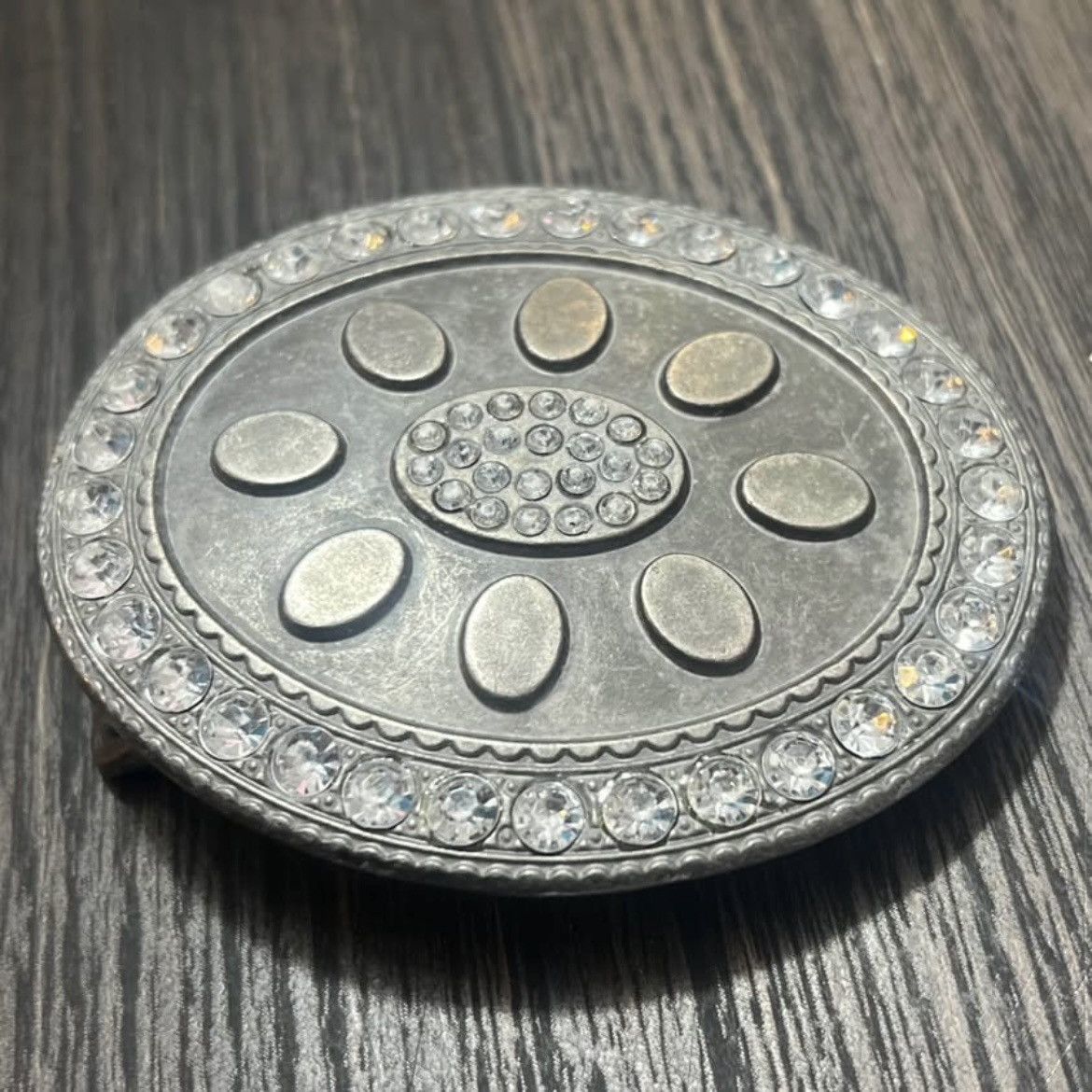 Other Vintage Western Rhinestone Antique Silver Metal Belt Buckle Size ONE SIZE - 4 Thumbnail