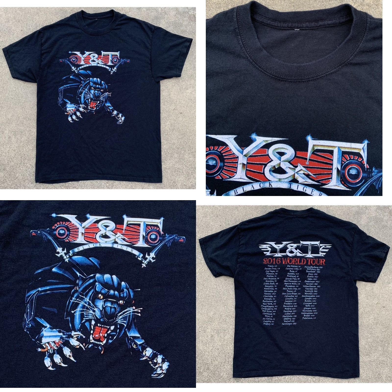 Vintage Y&T Black Tiger 2016 World Tour t shirt XL Men's Rock Band Concert Tee Short Sleeve Crew Neck Black Jersey Solid Graphic Print XS? Size US XL / EU 56 / 4 - 9 Thumbnail