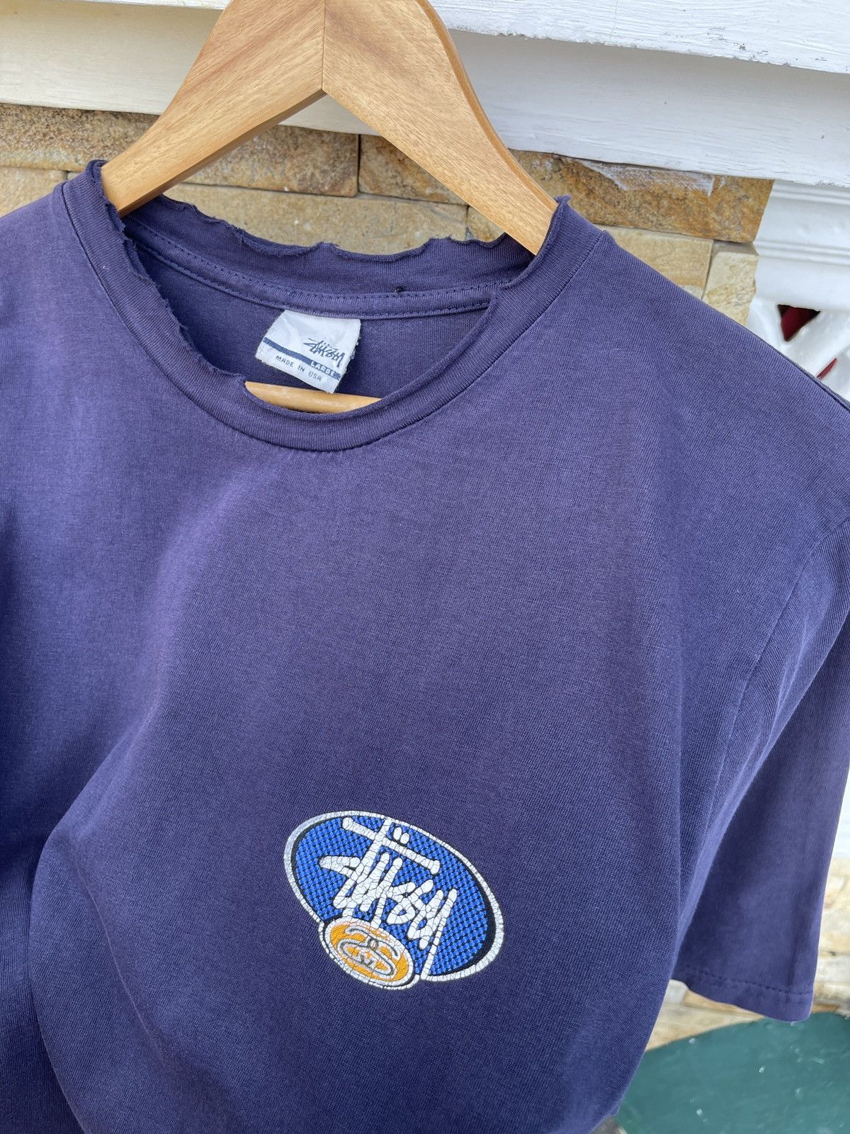 Stussy Vintage 90s Thrashed🔥STUSSY USA🔥Big Logo Sun Faded Tshirt Size US L / EU 52-54 / 3 - 6 Thumbnail
