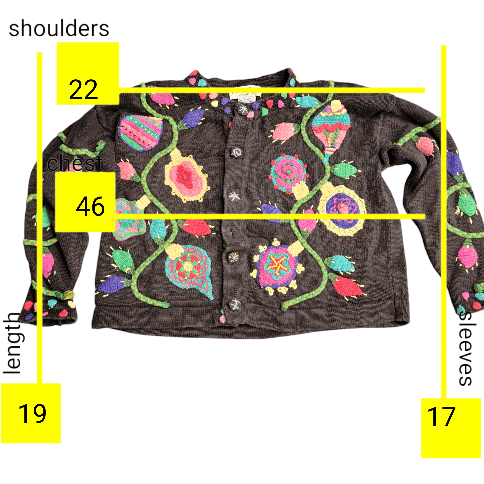 NBDN Nobrandedon Ugly Christmas Sweater Black Crochet Design Offensive Size M / US 6-8 / IT 42-44 - 3 Thumbnail