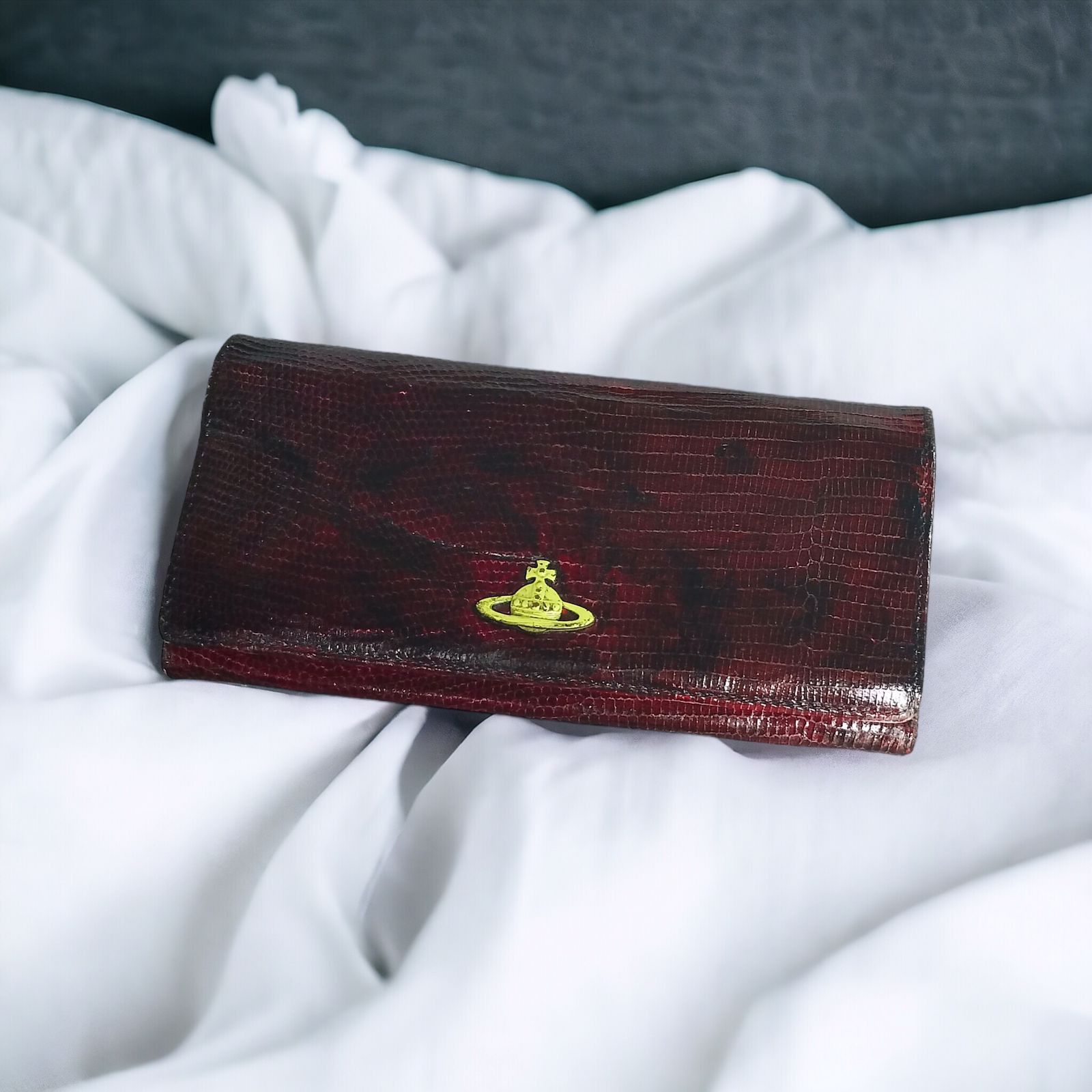 image of Vivienne Westwood Snake Skin Wallet Maroon, Women's