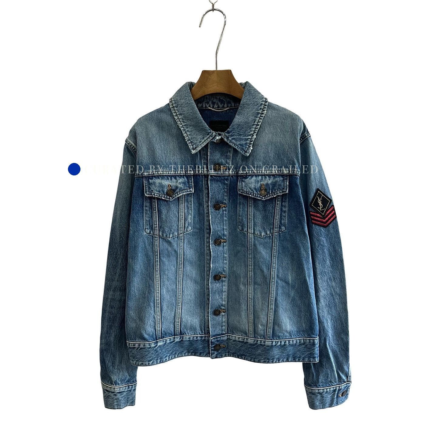 Saint Laurent Paris Logo Patch Blue Denim Jacket in Size L Size US L / EU 52-54 / 3 - 1 Thumbnail