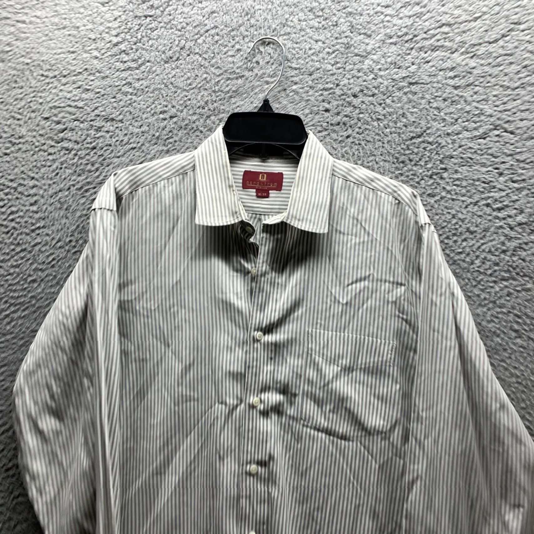 Nordstrom VINTAGE Nordstrom Shirt Mens 16 Large Gray Cotton Button-Up Size US L / EU 52-54 / 3 - 2 Thumbnail