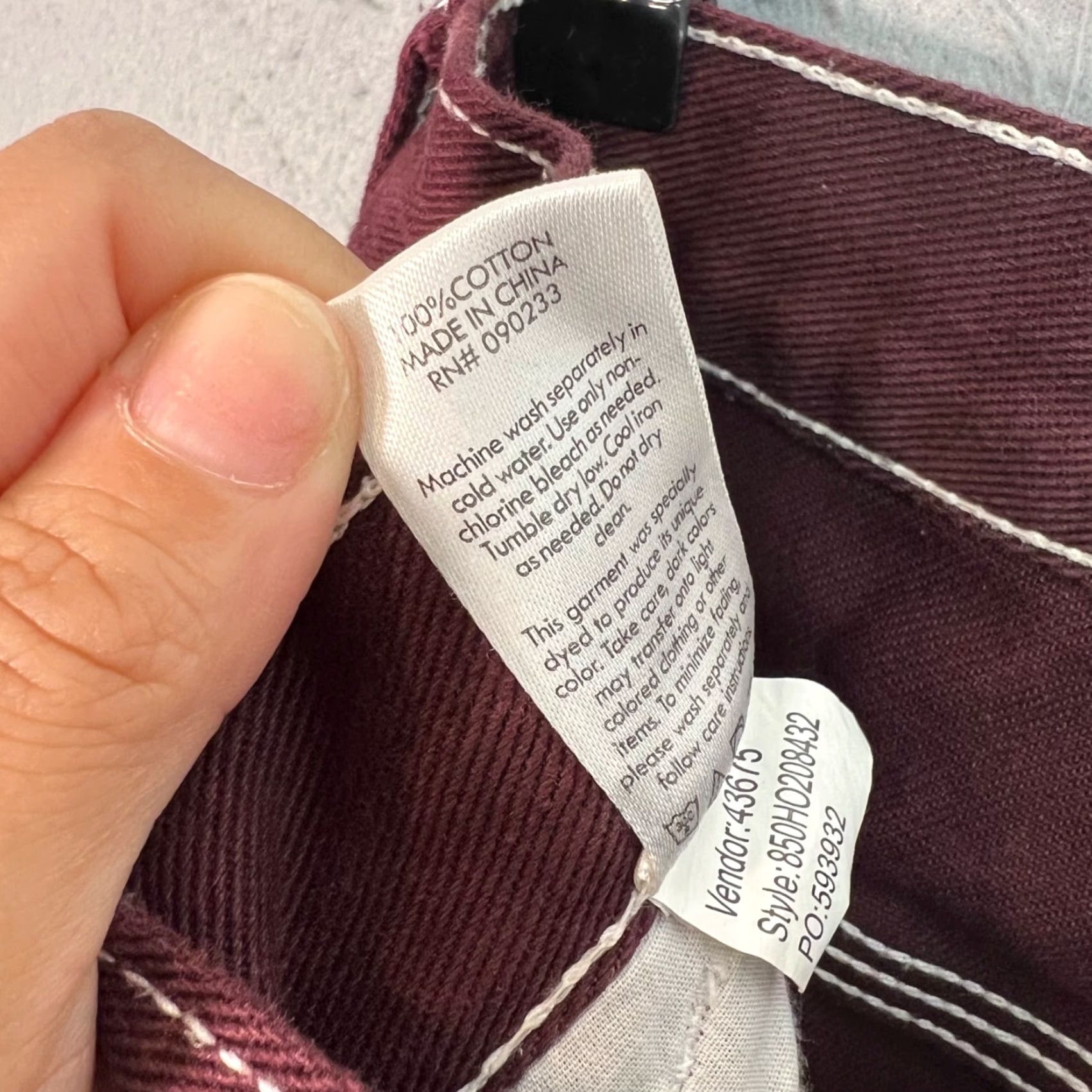 Pacsun VINTAGE PacSun Womens Pants Carpenter Straight Leg Maroon Red 100% Cotton Size 26 Size 26" / US 2 / IT 38 - 4 Thumbnail