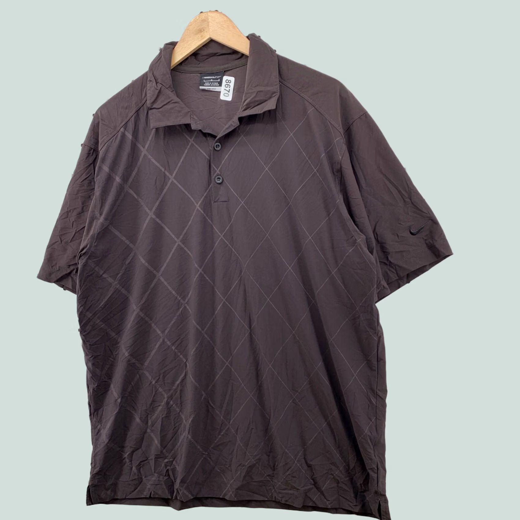 Nike Nike Golf Polo Shirt Mens L Brown Argyle Diamond Pattern Dri-Fit 22.5x30.5 Size US L / EU 52-54 / 3 - 1 Thumbnail