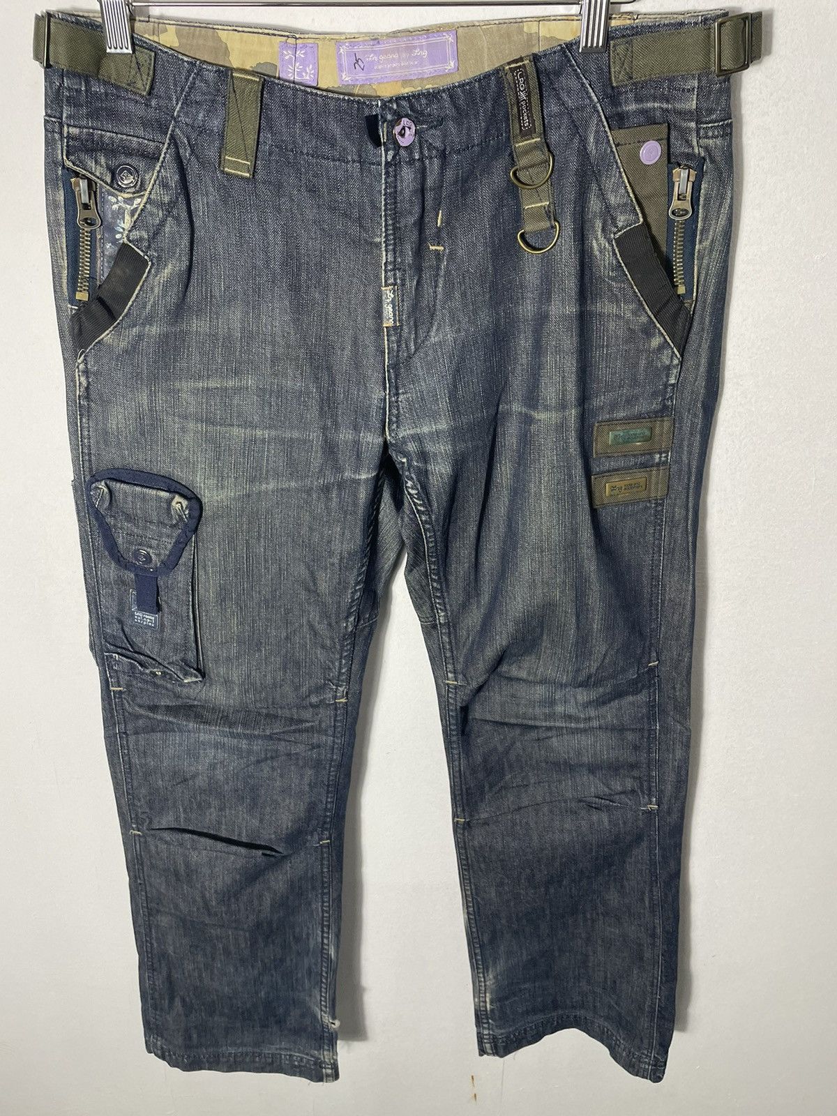 Japanese Brand LNG Multi Pockets Flair Cut Jeans Size US 35 - 5 Thumbnail