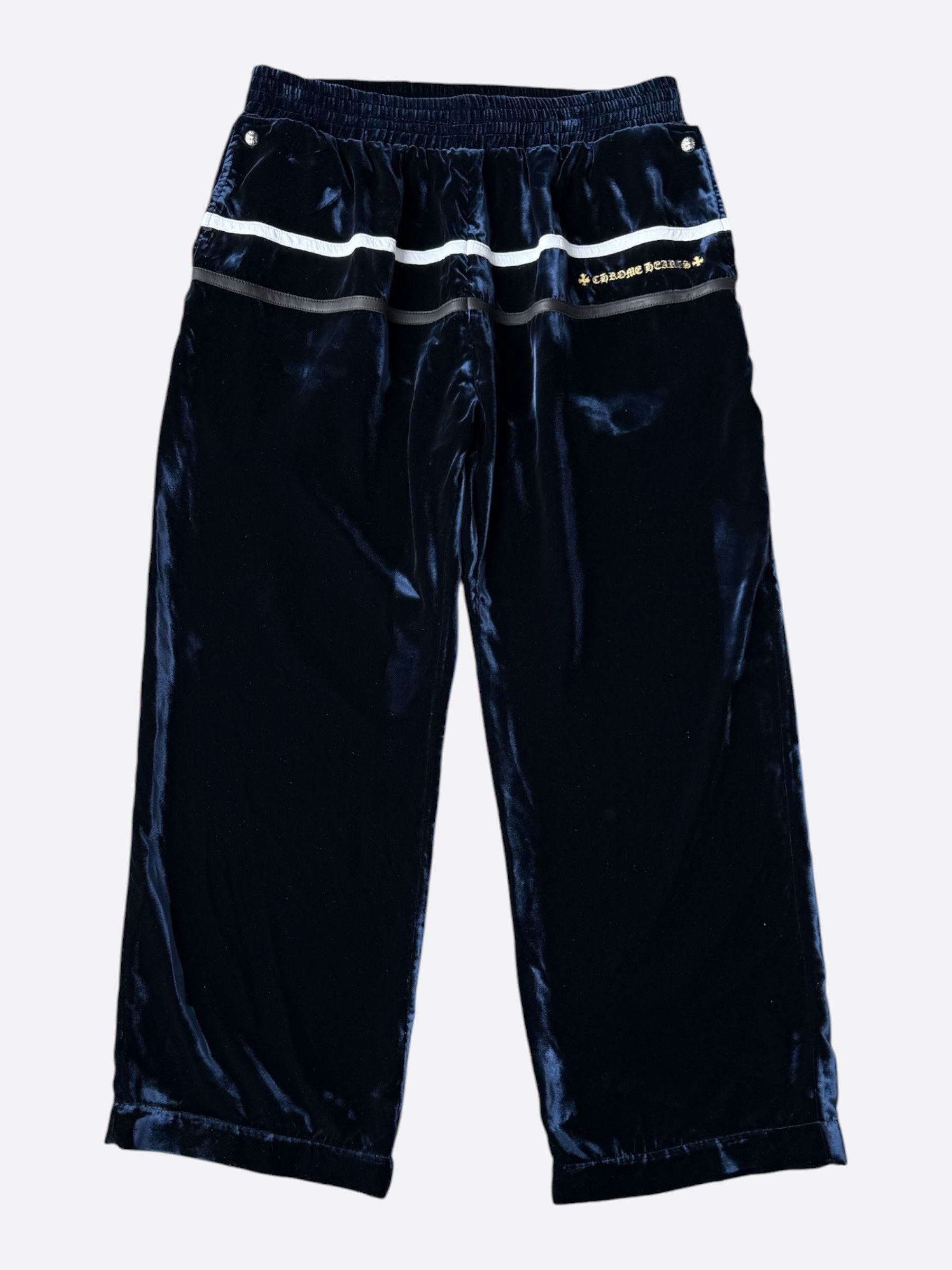 Chrome Hearts Navy & White Embroidered Logo Velour Track Pants Size US 38 / EU 54 - 1 Thumbnail