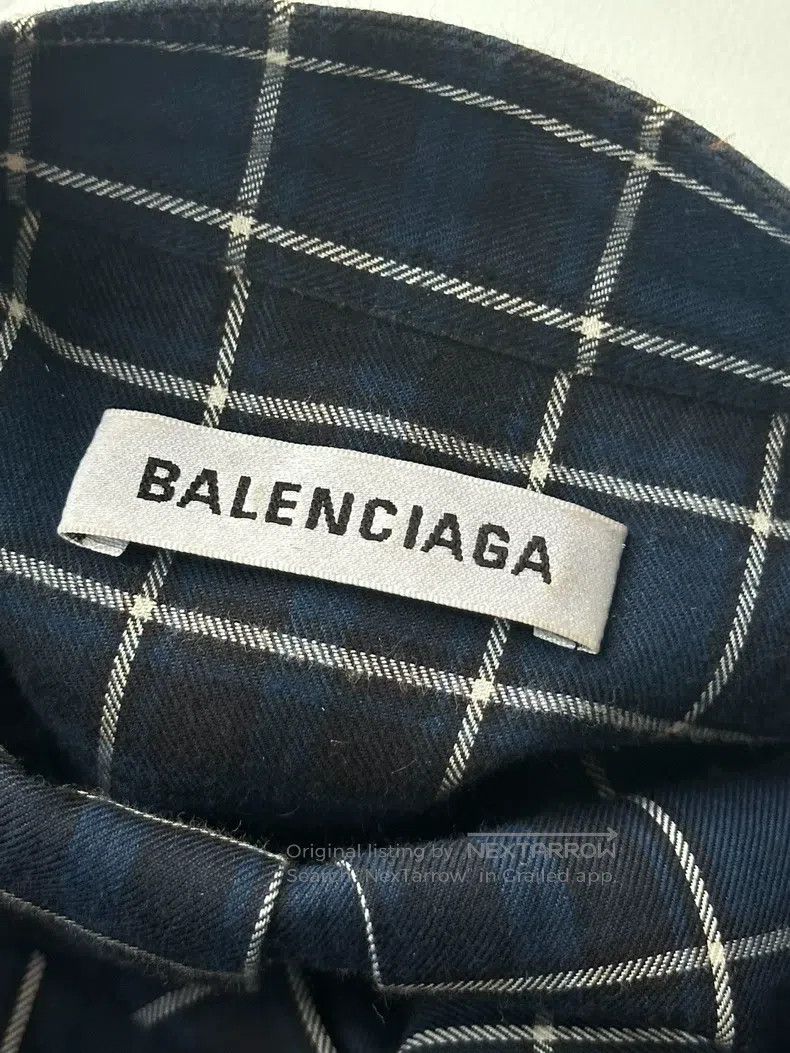 Balenciaga Balenciaga Back Logo Printed Plaid Long Sleeve Shirt Size XS / US 0-2 / IT 36-38 - 2 Thumbnail