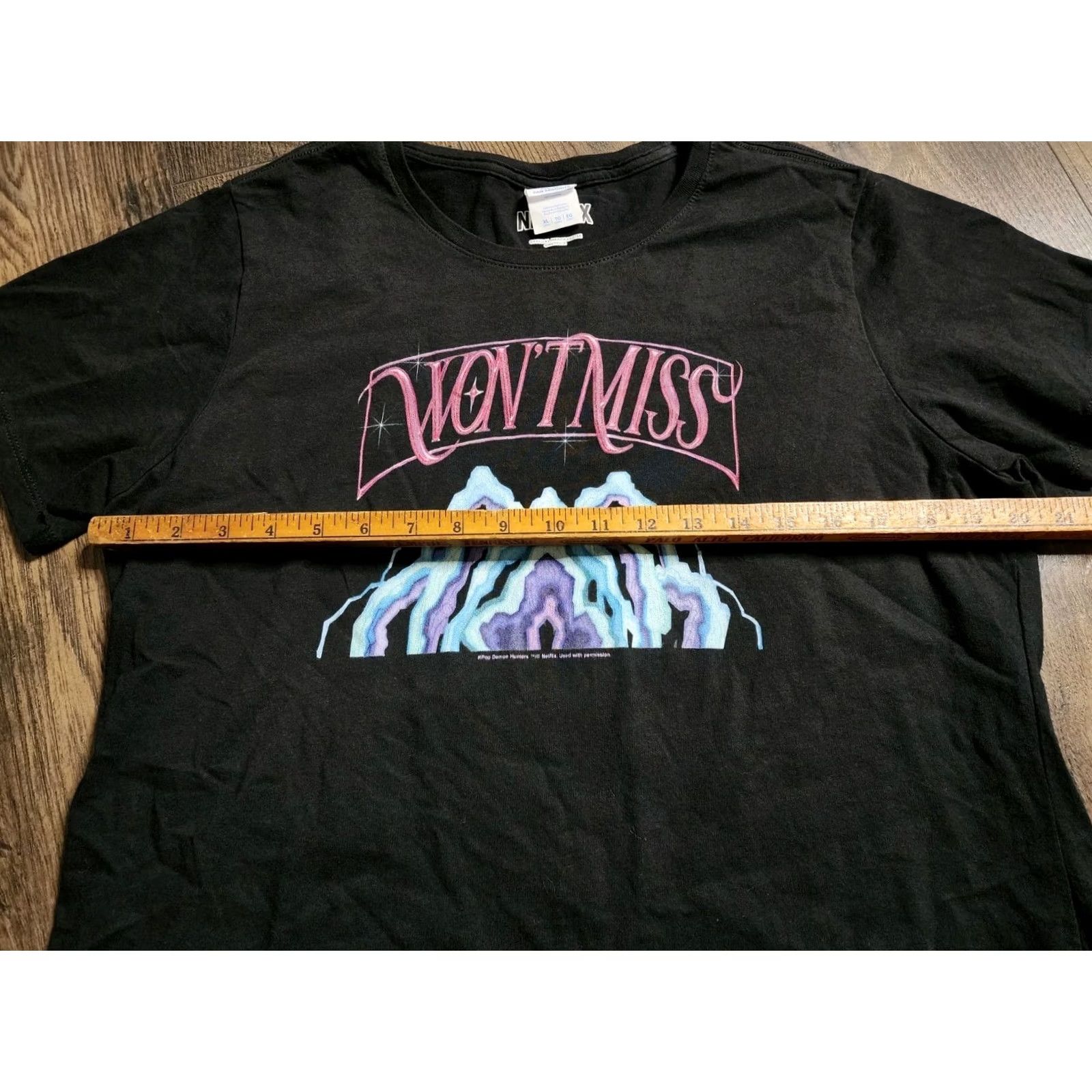 Hunter Netflix Womens XL T-Shirt Black Crew Neck Short Sleeve Basic Casual Cute Demon Hunters Huntrix Mira Won't Miss Size XL / US 12-14 / IT 48-50 - 3 Thumbnail