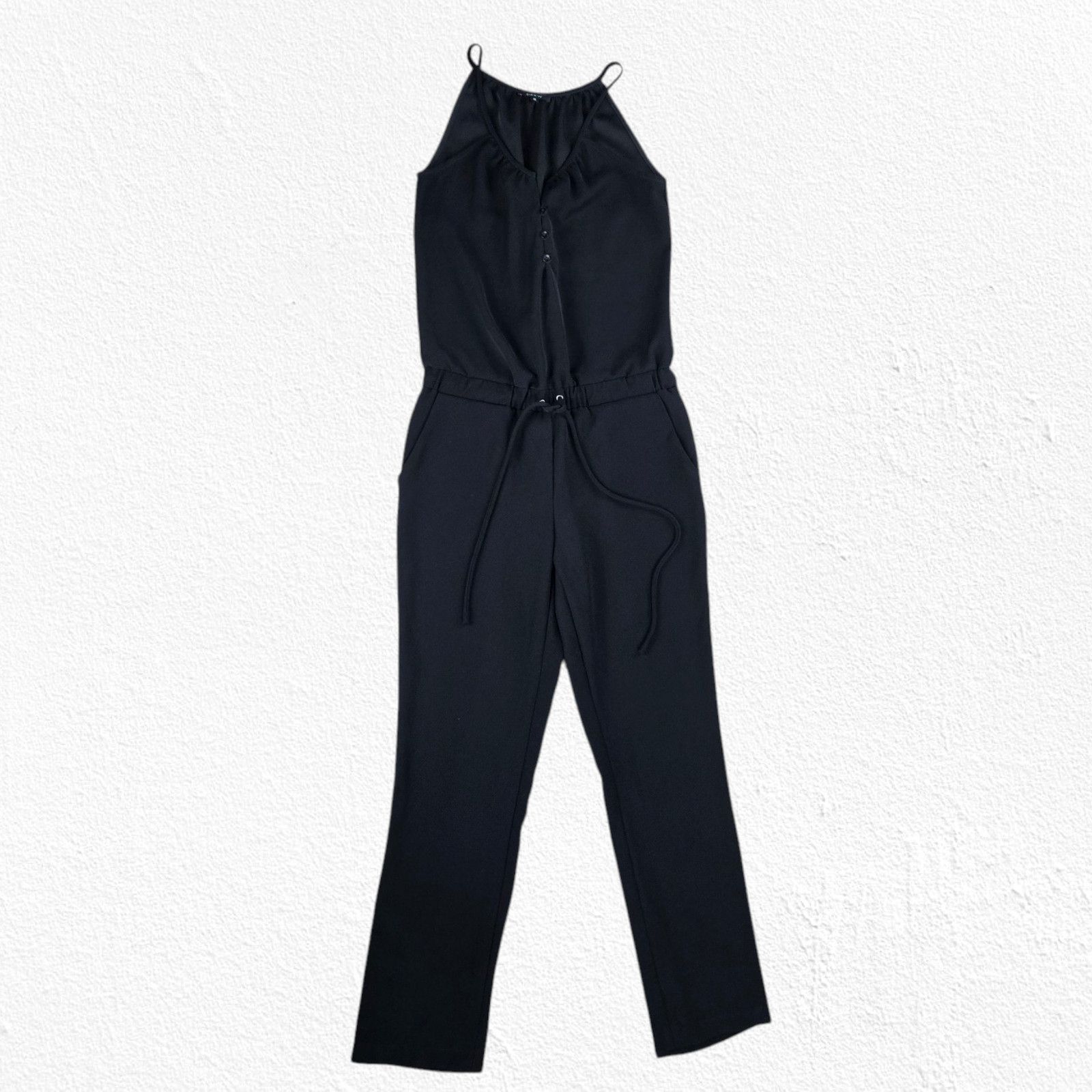 Drew Drew Black V Neck Drawstring Waist Jumpsuit Size Small Size 28" / US 6 / IT 42 - 2 Thumbnail