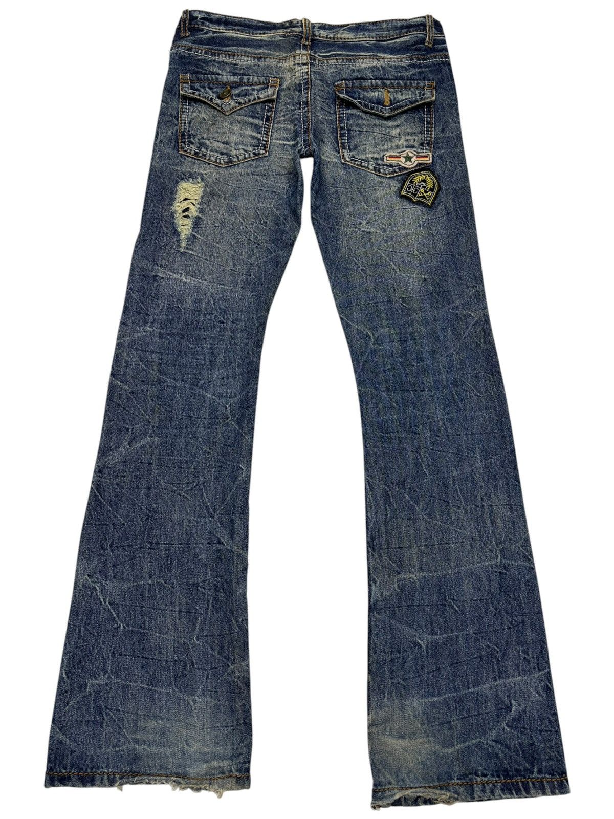 Kapital FLARE JEANS AGATE LABEL PATCHES PUNK DISTRESSED DENIM Size US 30 / EU 46 - 2 Thumbnail