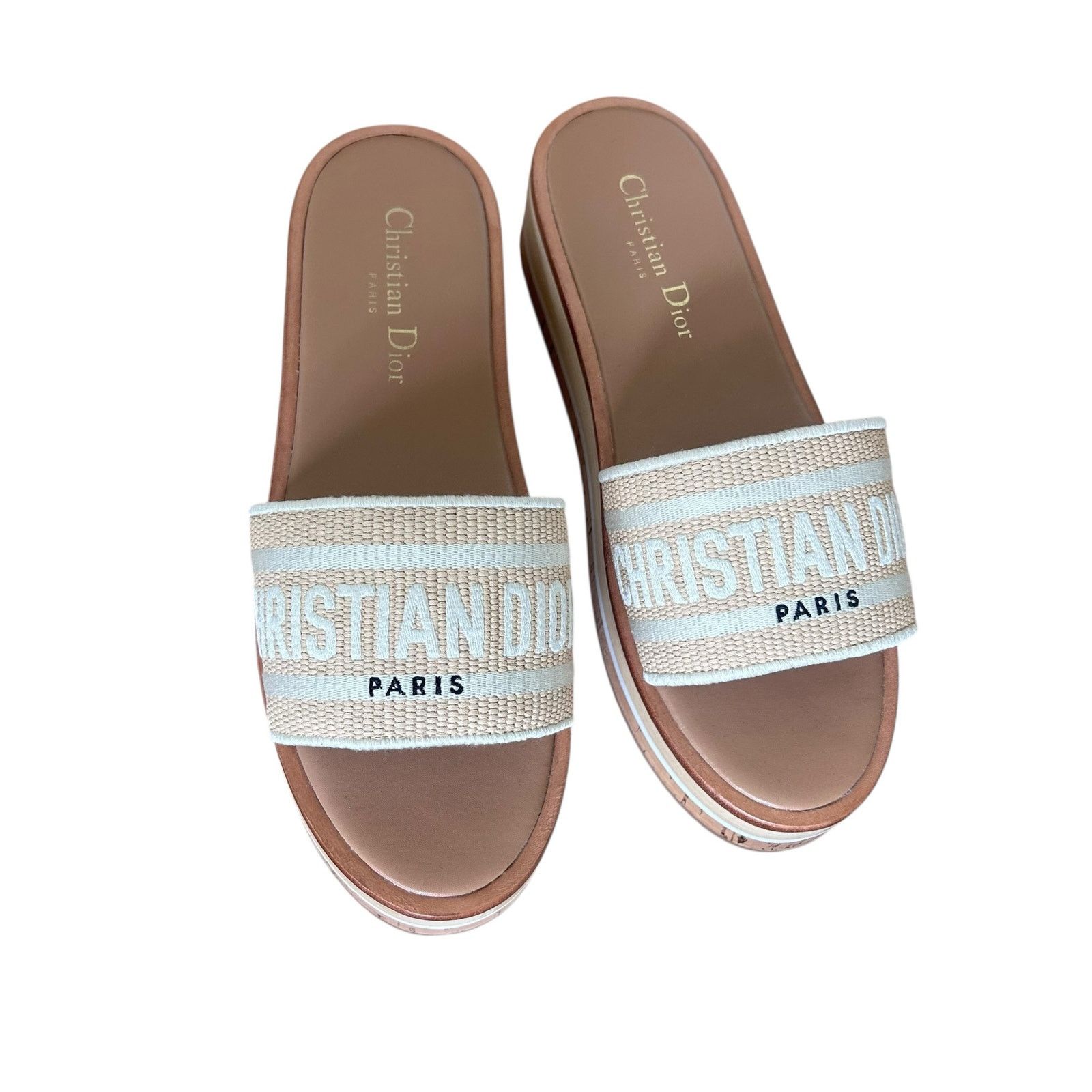Dior Dior Dioriviera Dway Natural Beige Platform Slides Sz 39 Size US 8 / IT 38 - 2 Thumbnail