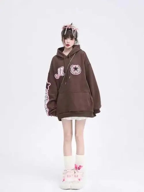 Hoodie Kpop Star Embroidery Streetwear Hoodie Women Korean