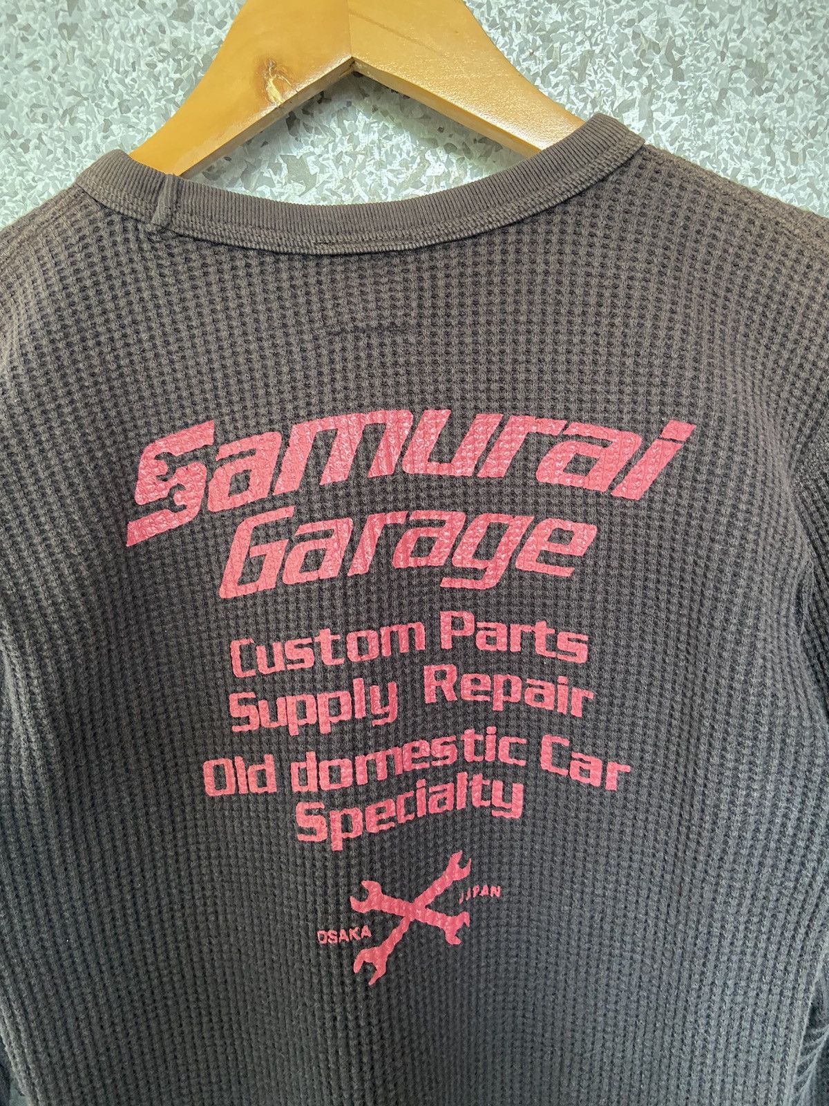 image of Samurai Jeans Sun Faded Samurai Garage T Shirt Long Sleeve in Faded Brown, Men's (Size Small)