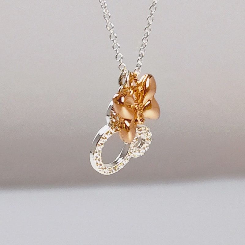 Disney Disney Mickey Minnie Necklace Silver Gems Rose Gold Bow Size ONE SIZE - 4 Thumbnail