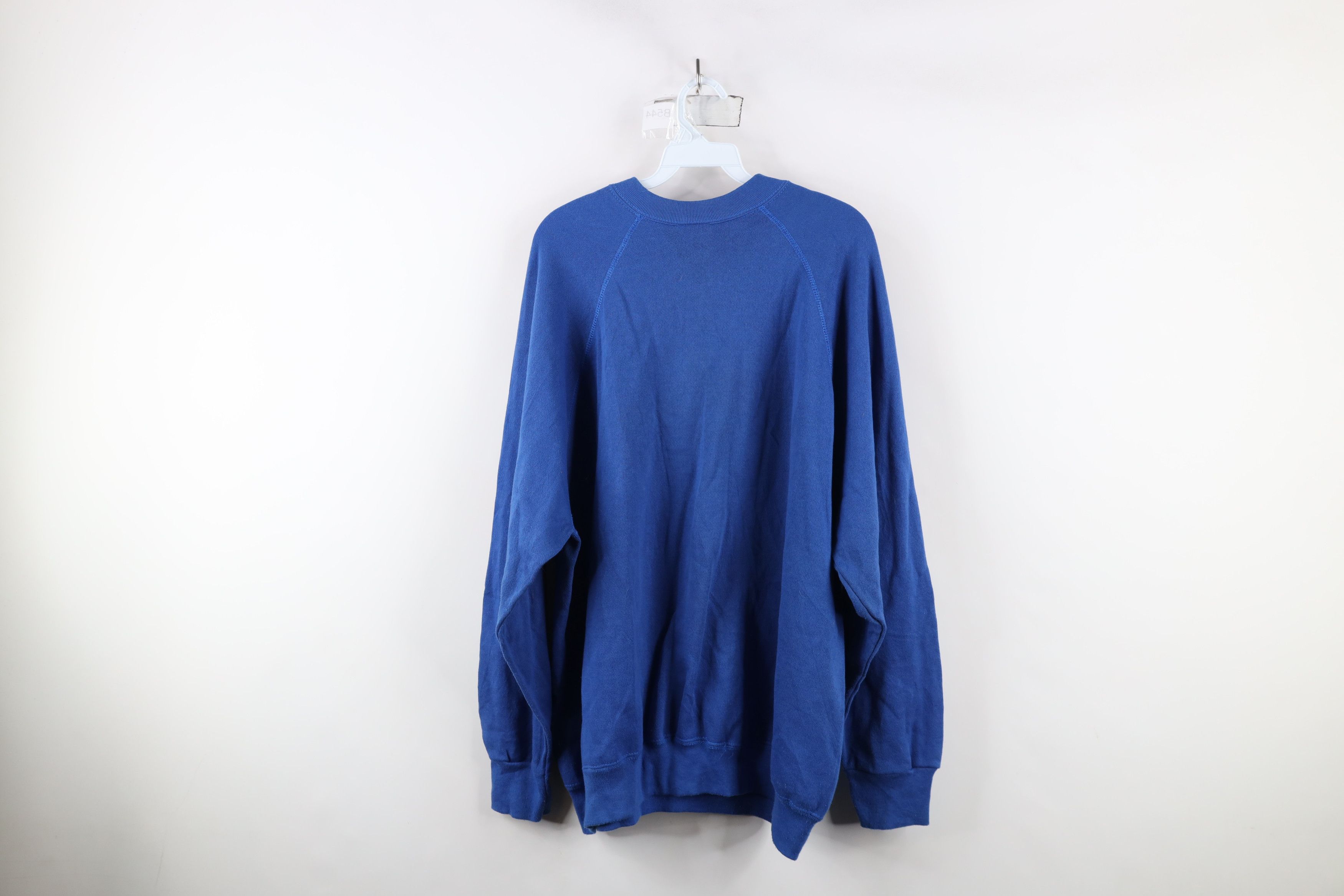 Vintage Vintage 80s 90s Streetwear Raglan Sweatshirt Royal Blue USA Size US XXL / EU 58 / 5 - 10 Thumbnail
