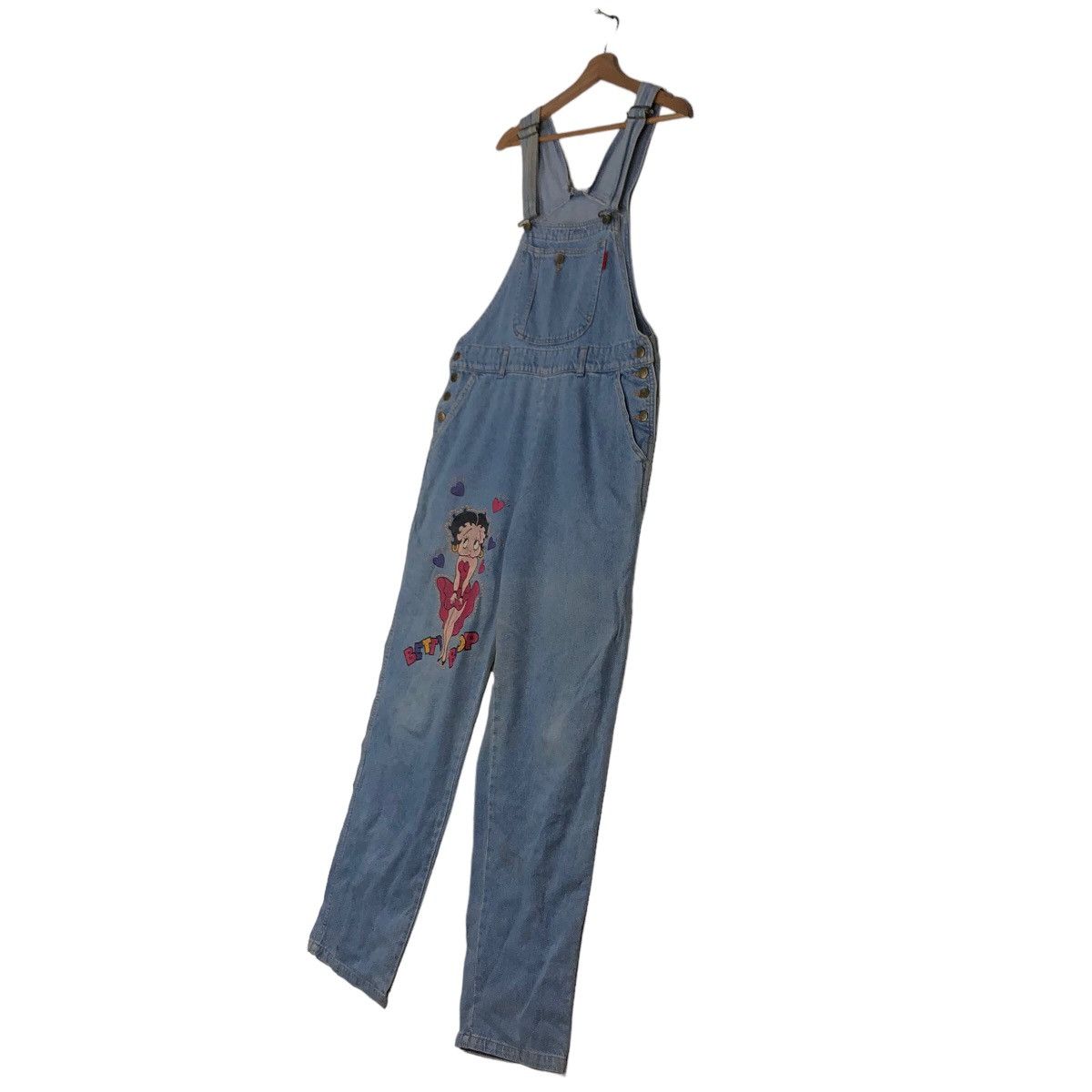 Cartoon Network 🔥Vintage Denim Overall Trousers Worker Betty Boop Big Logo Size US 36 / EU 52 - 2 Thumbnail