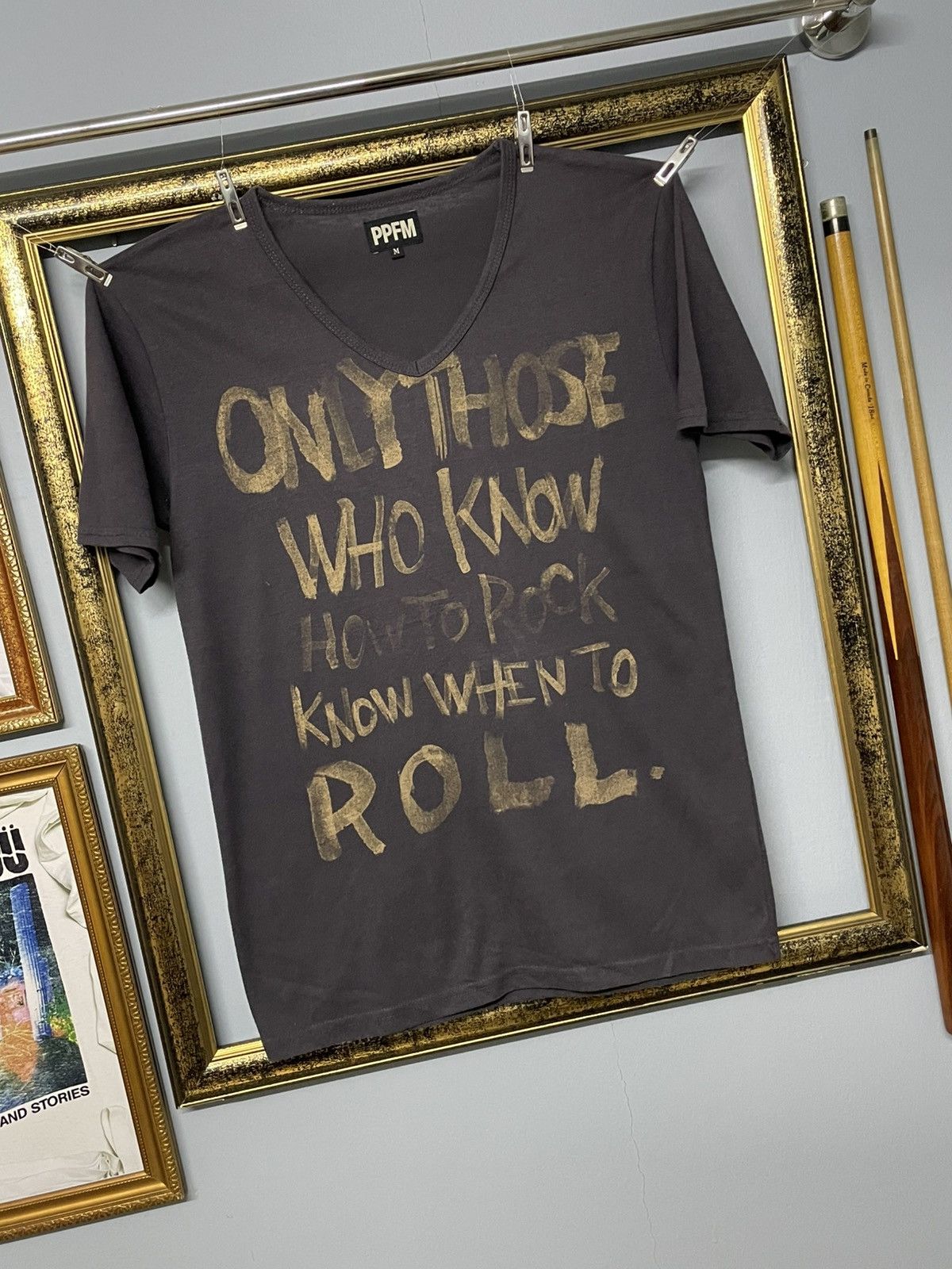 PPFM Vintage 1990s Japan Designer Ppfm Rock N Roll Vneck Tshirt Size US S / EU 44-46 / 1 - 2 Thumbnail