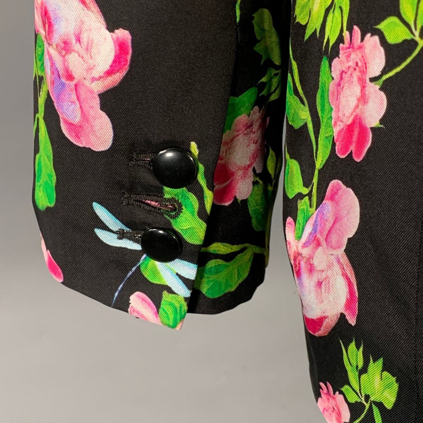 Cynthia Rowley Multi Color Silk Twill Floral Notch Lapel Jacket Blazer Size M / US 6-8 / IT 42-44 - 5 Thumbnail