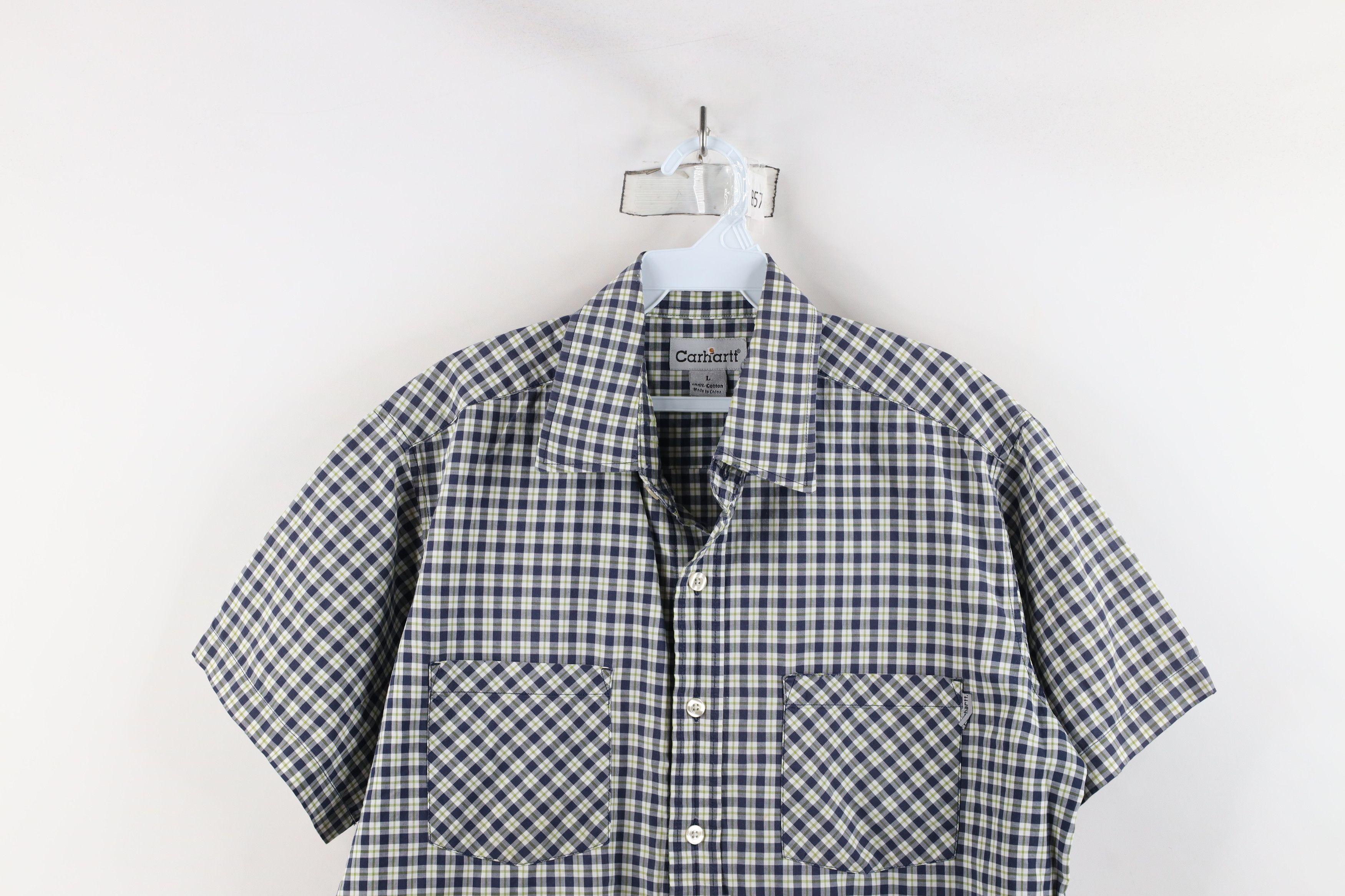Carhartt × Vintage Vintage Carhartt Short Sleeve Collared Button Shirt Plaid Size US L / EU 52-54 / 3 - 2 Thumbnail