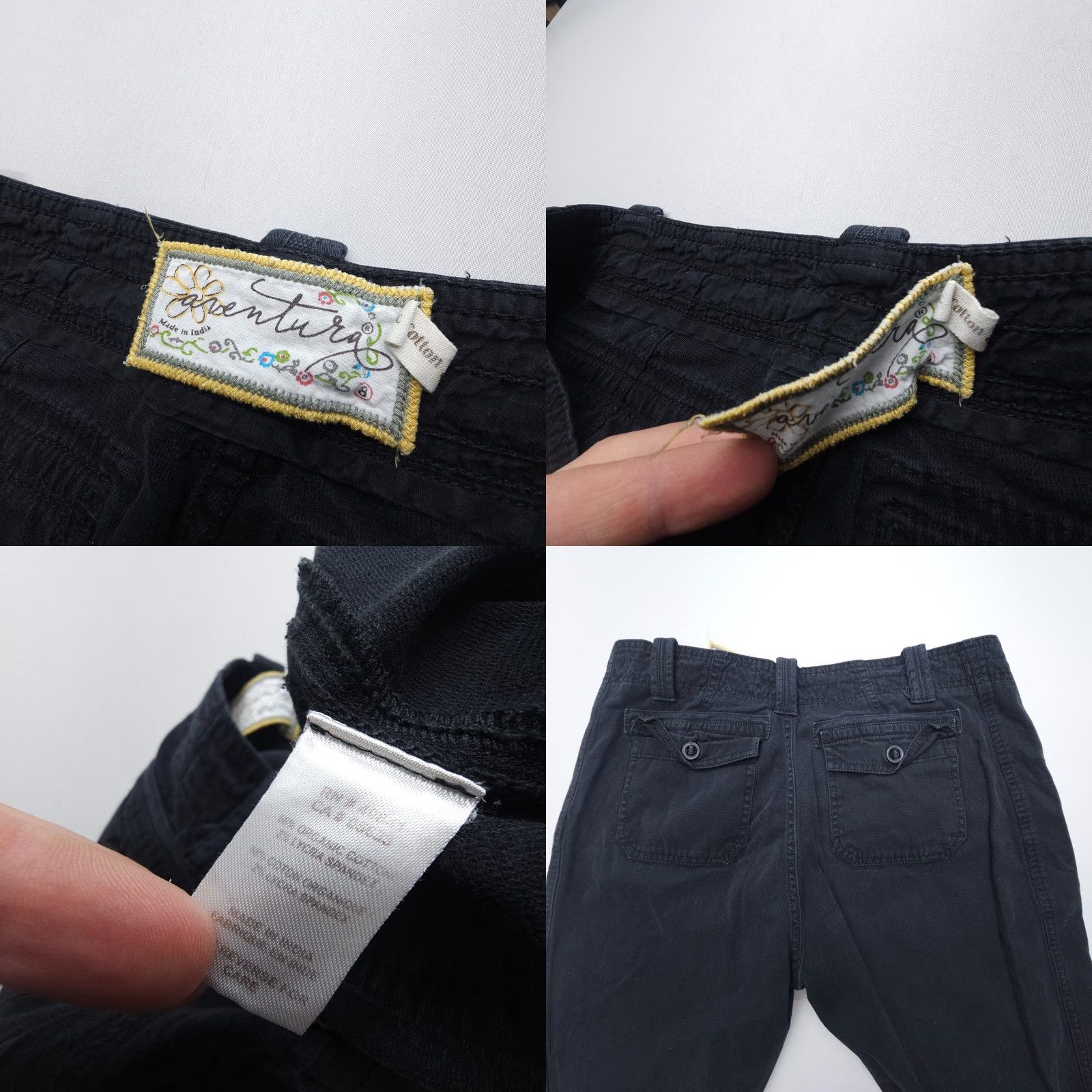 Vintage Aventura Chino Pants Womens 8 Black Cotton Stretch Twill Casual Travel Hiking Size 30" / US 8 / IT 44 - 8 Thumbnail